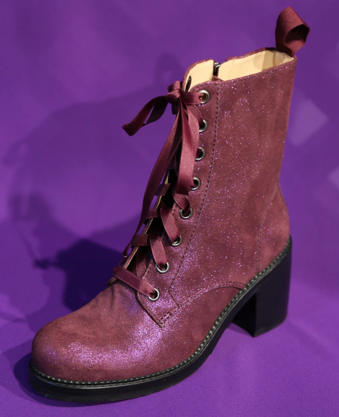 Mulberry Metallic Suede Combat Boot