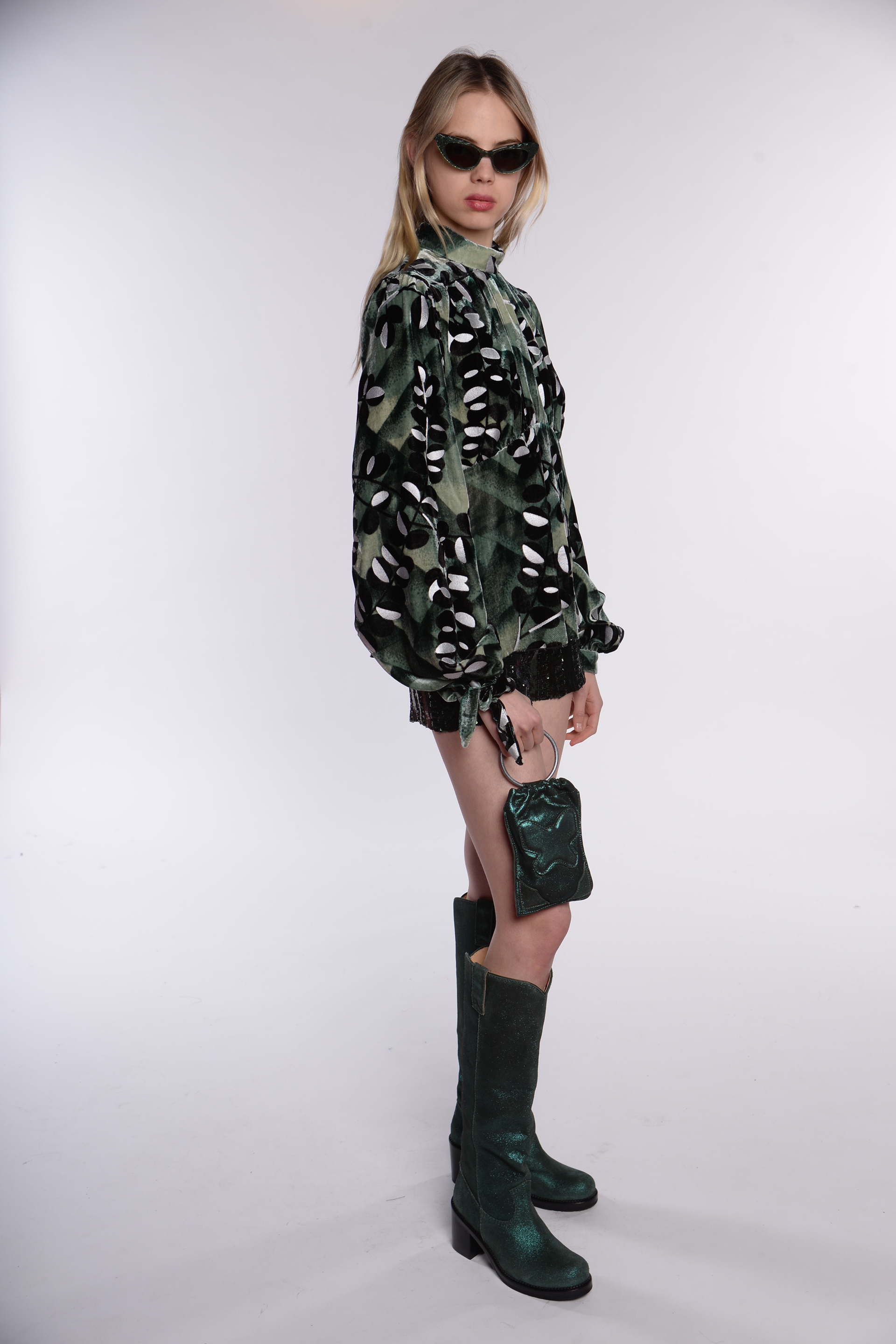 Green Metallic Suede Bracelet Bag