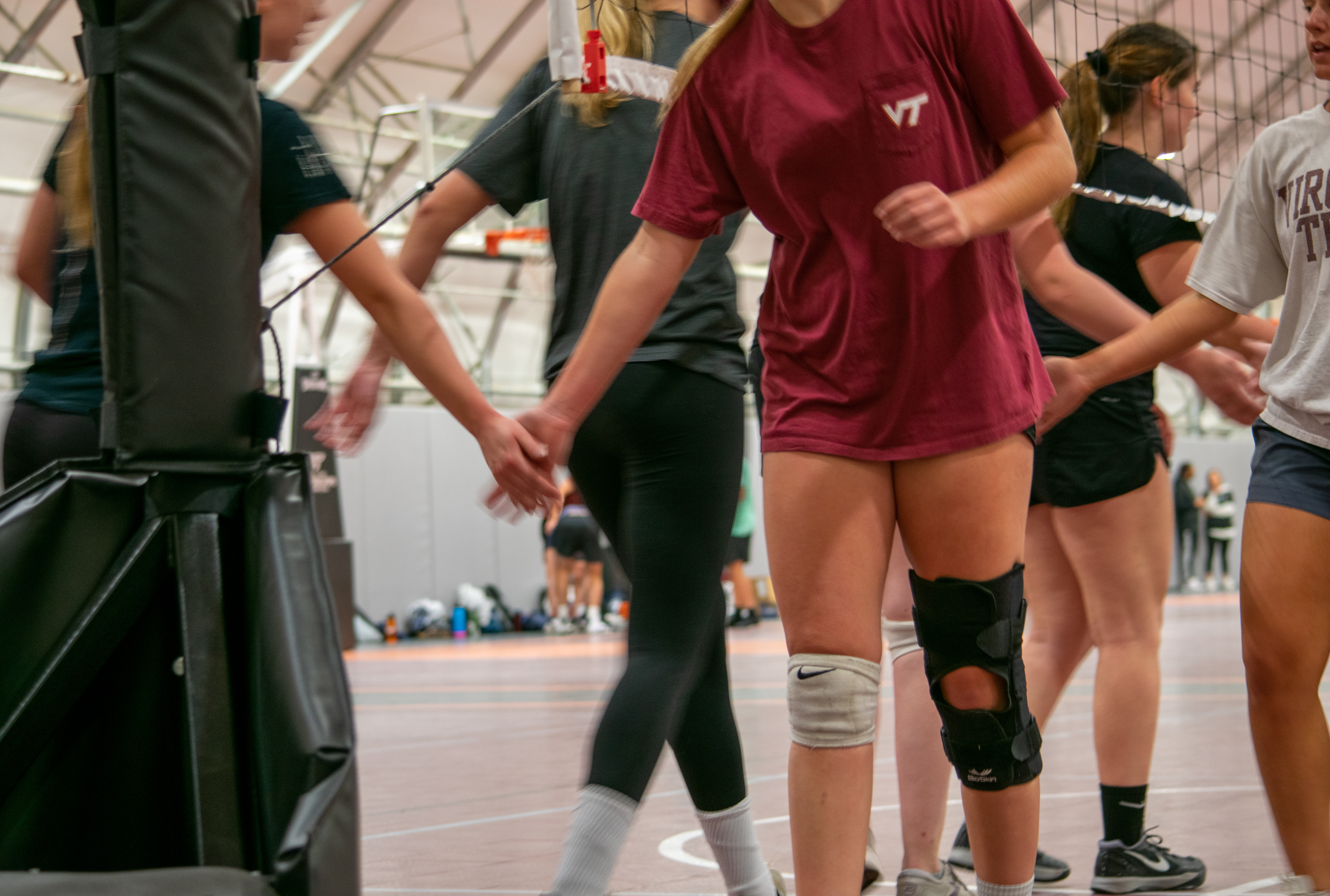 The “Foxridge Girls” high-fiving their opponent after winning the best two of three matches on October 26th, 2021 in Blacksburg, VA.