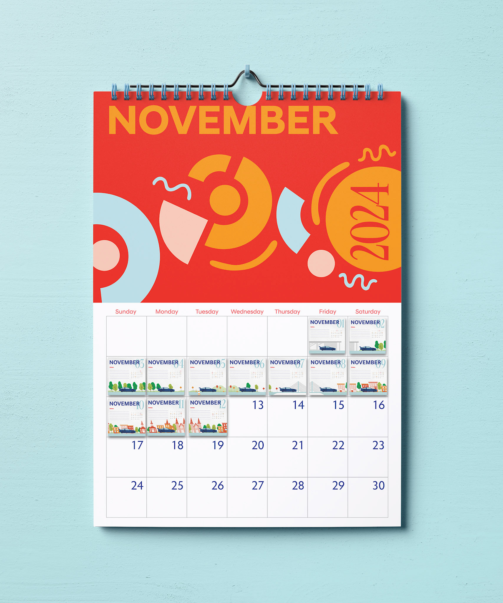 Wall Calendar with Desk Calendar stickies