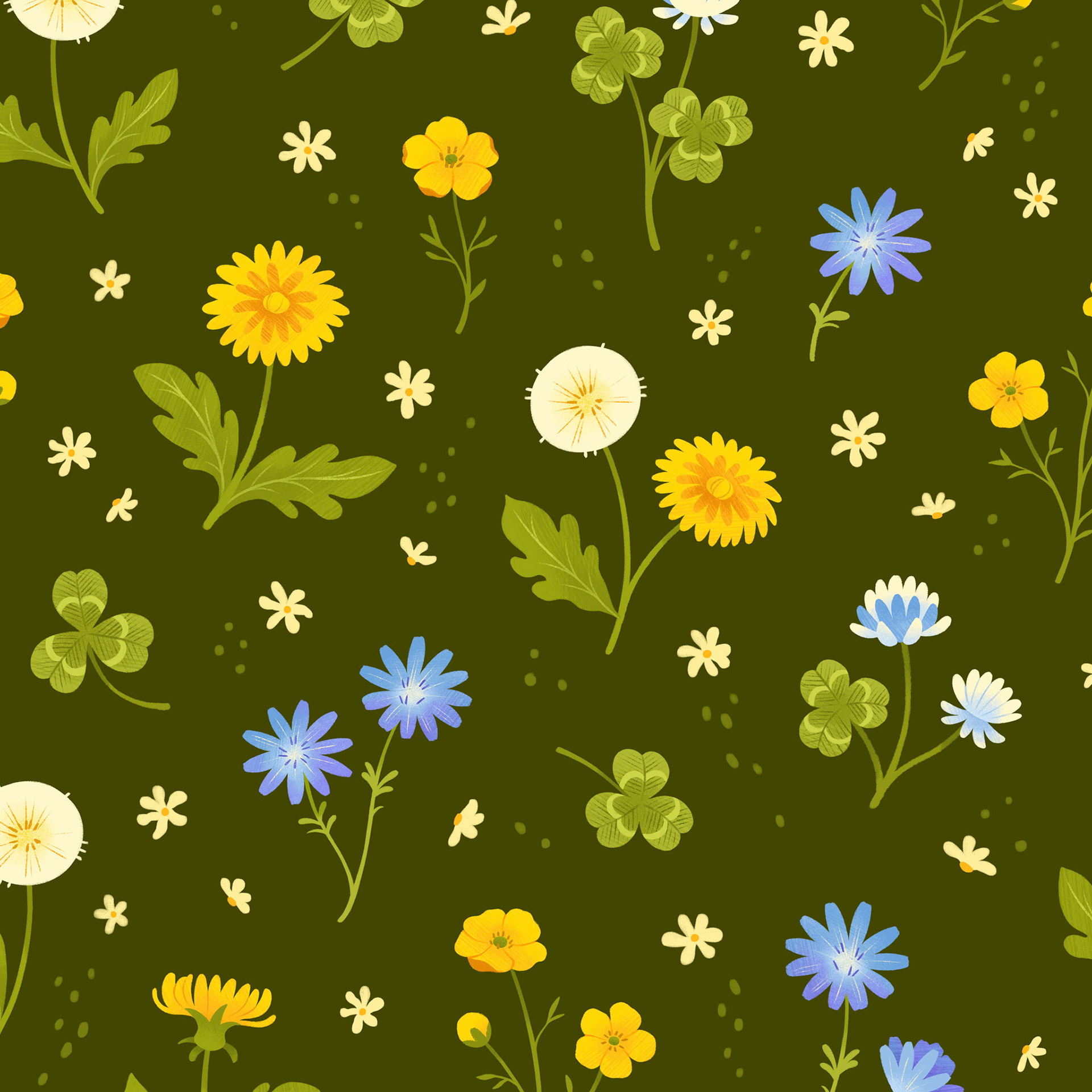 Assembled and floral elements created in Illustrator