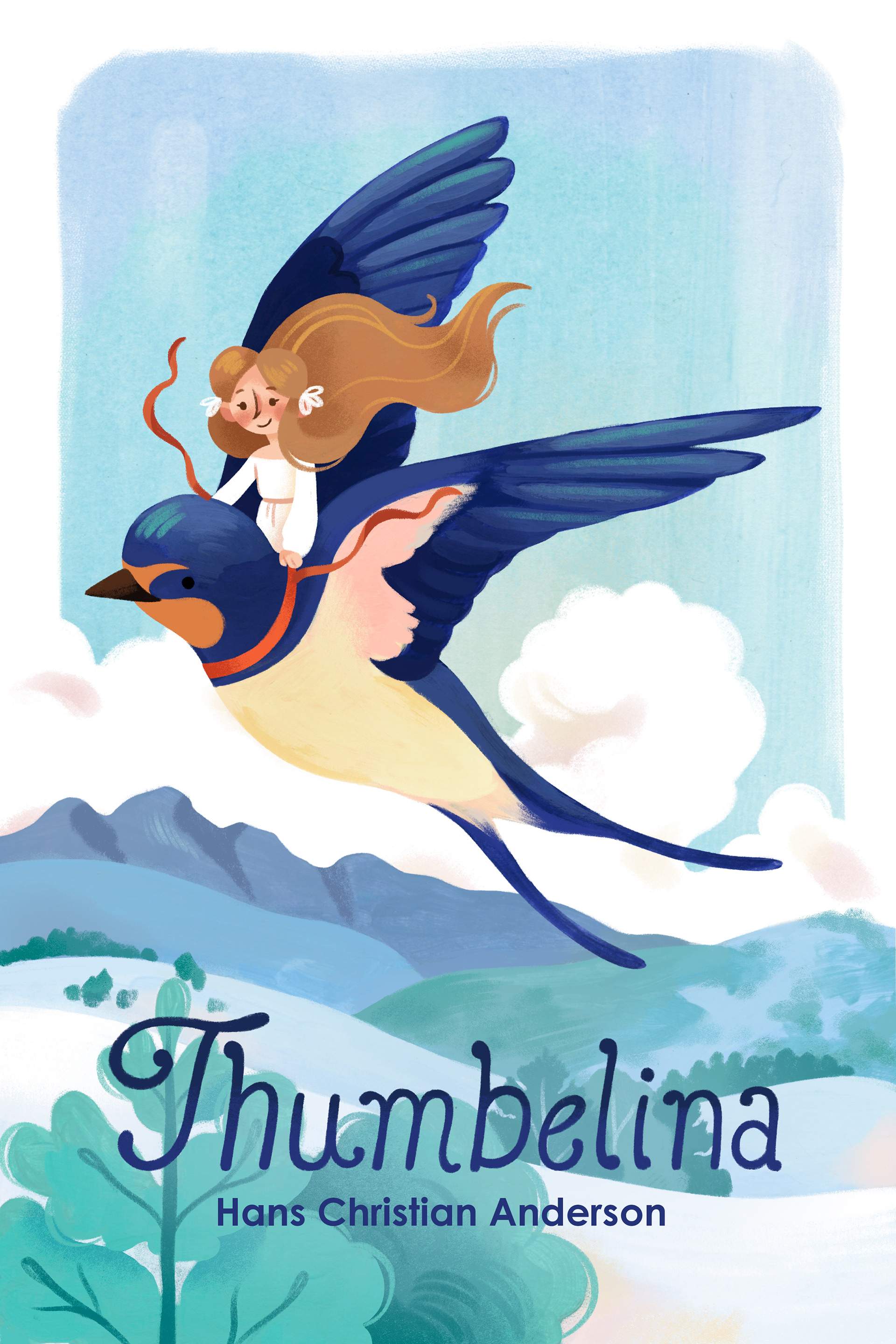 Thumbelina Book Cover; Acryla gouache, Procreate, 2025