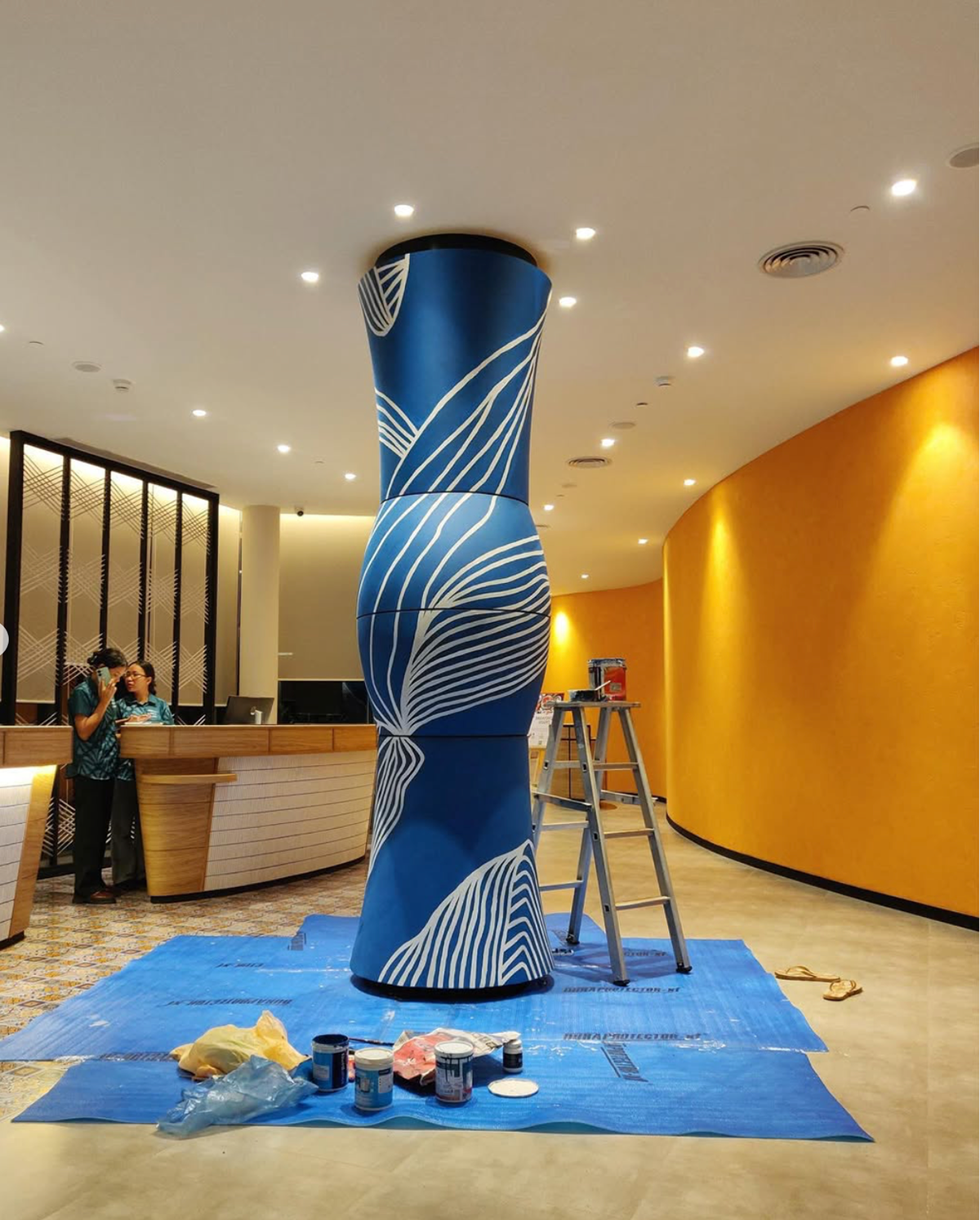 A work in progress, as the mural started to come together on the wall.
