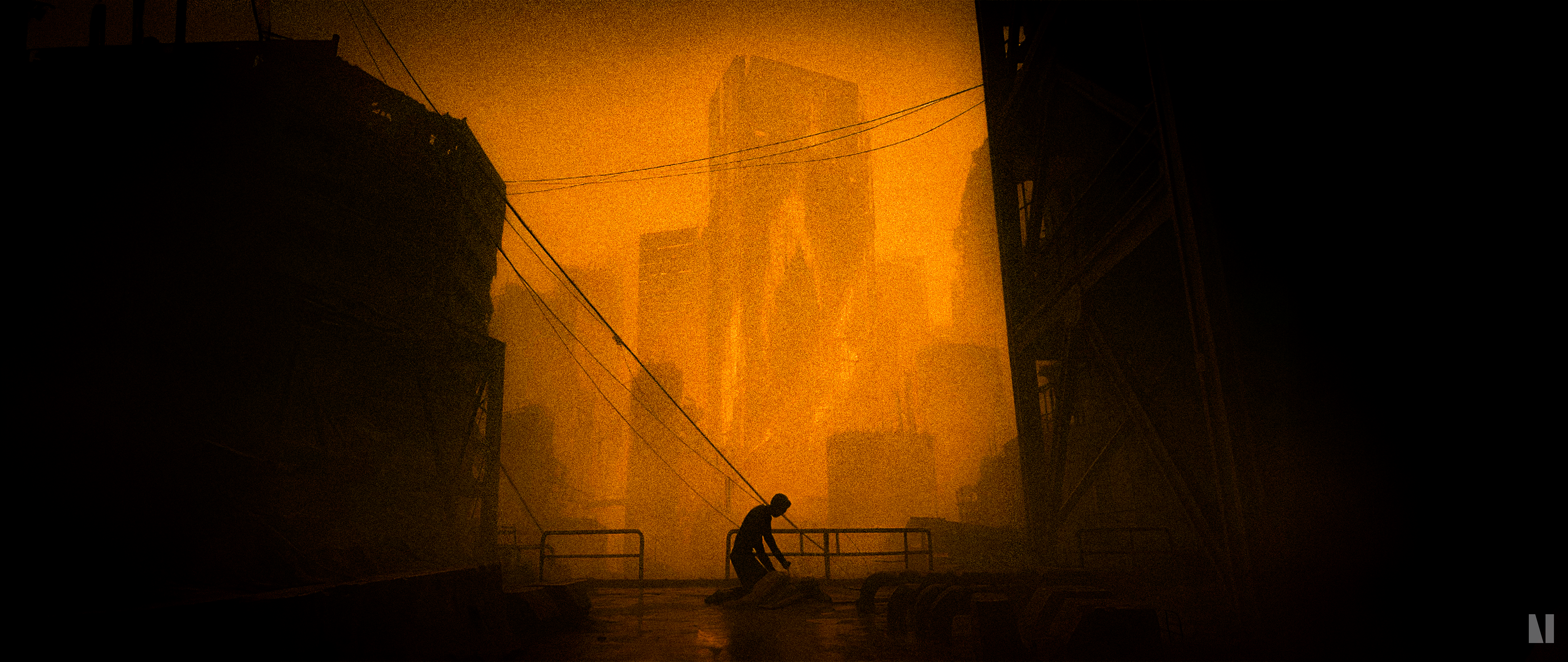 When her heart went silent, the city followed. Flames crawled the skyline like memories refusing to die. Love had rotted beneath her silence, poisoned by the same toxins that darkened the skies. Now the world burns around her stillness a final echo of a bond long broken.