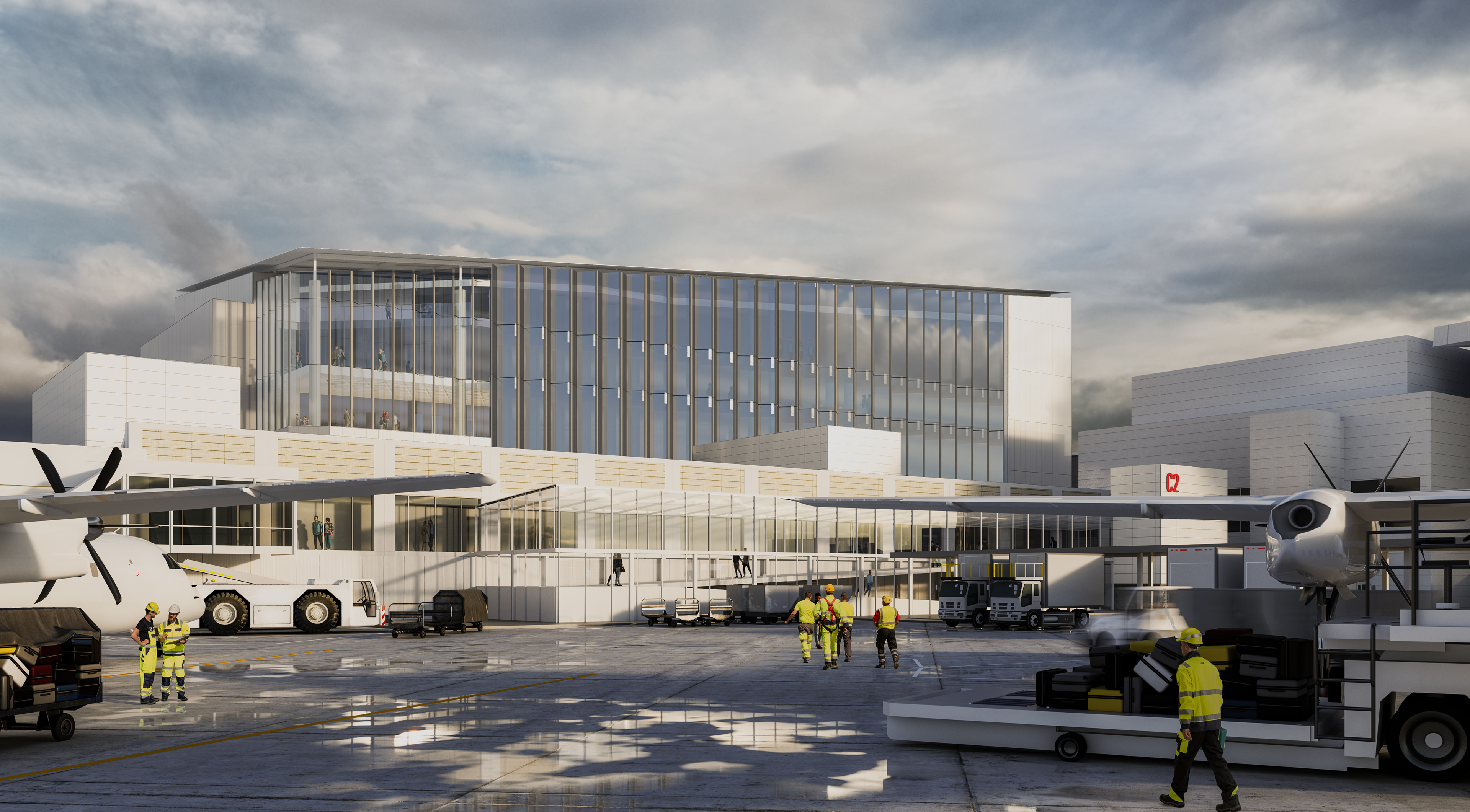 Exterior view, electrochromic glass