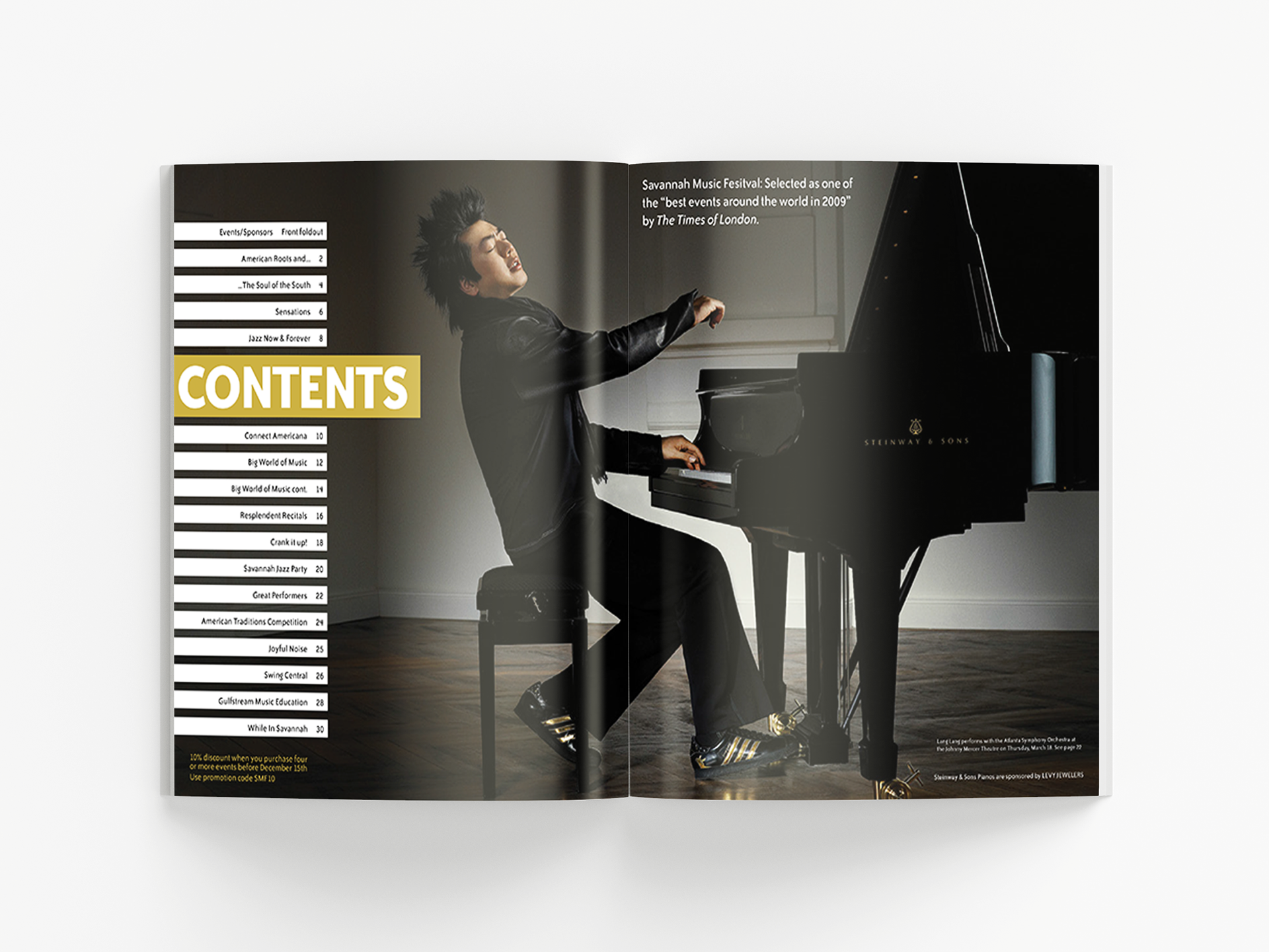 Savannah Music Festival Annual Ticket Brochure Contents Page