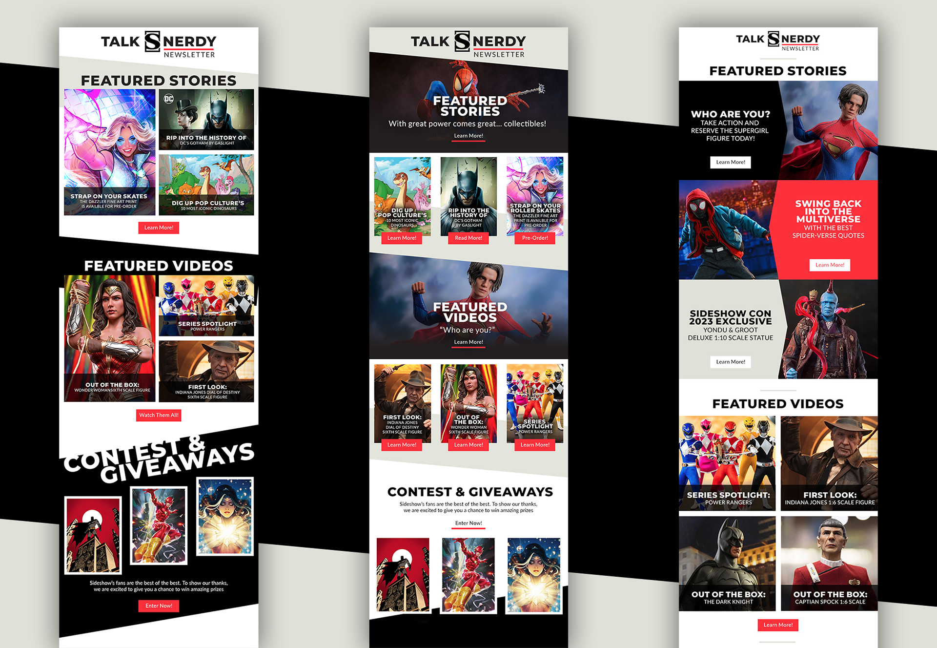 Sideshow Talk Nerdy Newsletter Design Concepts