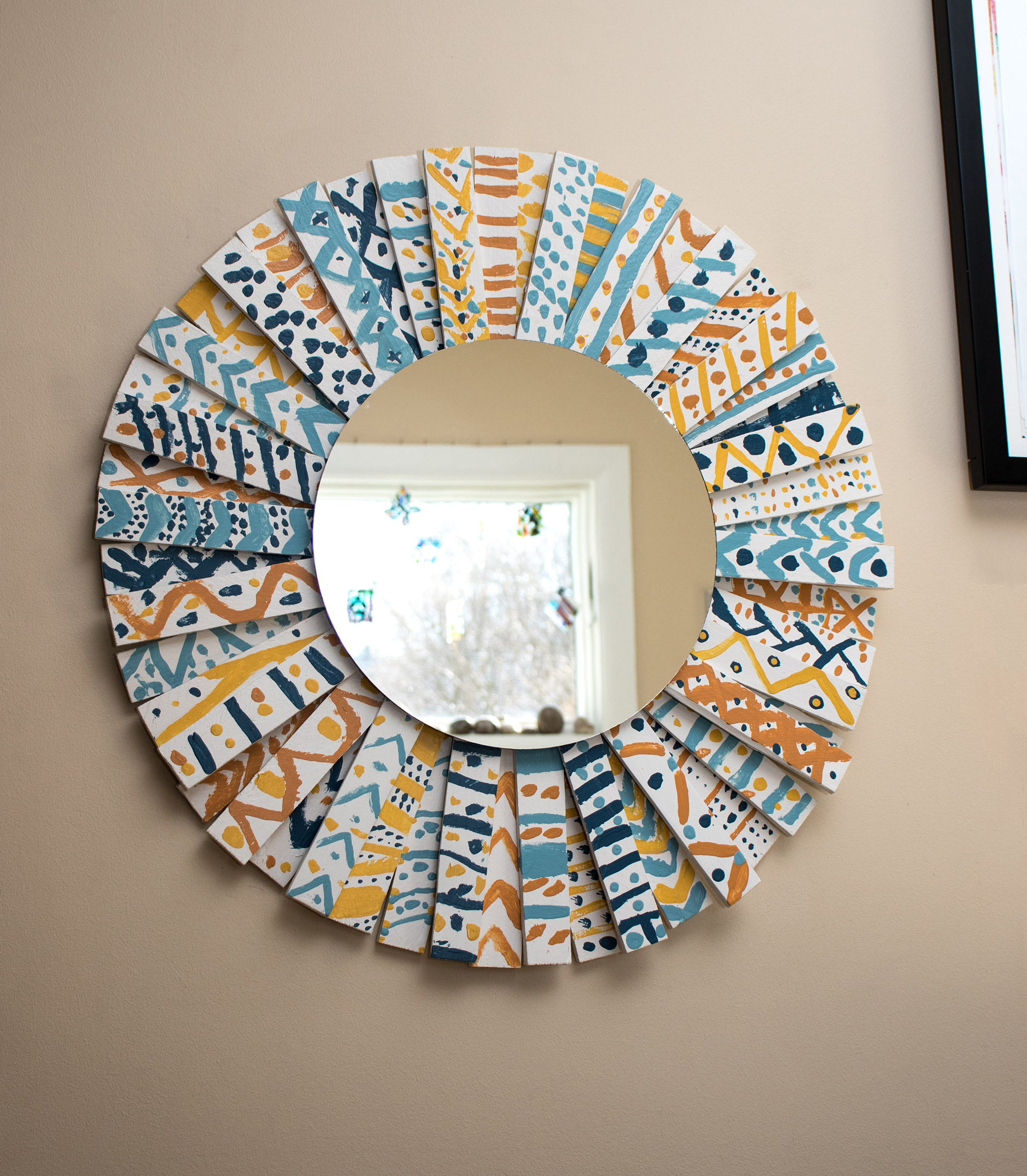 2nd graders + art auction = painted shim mirror