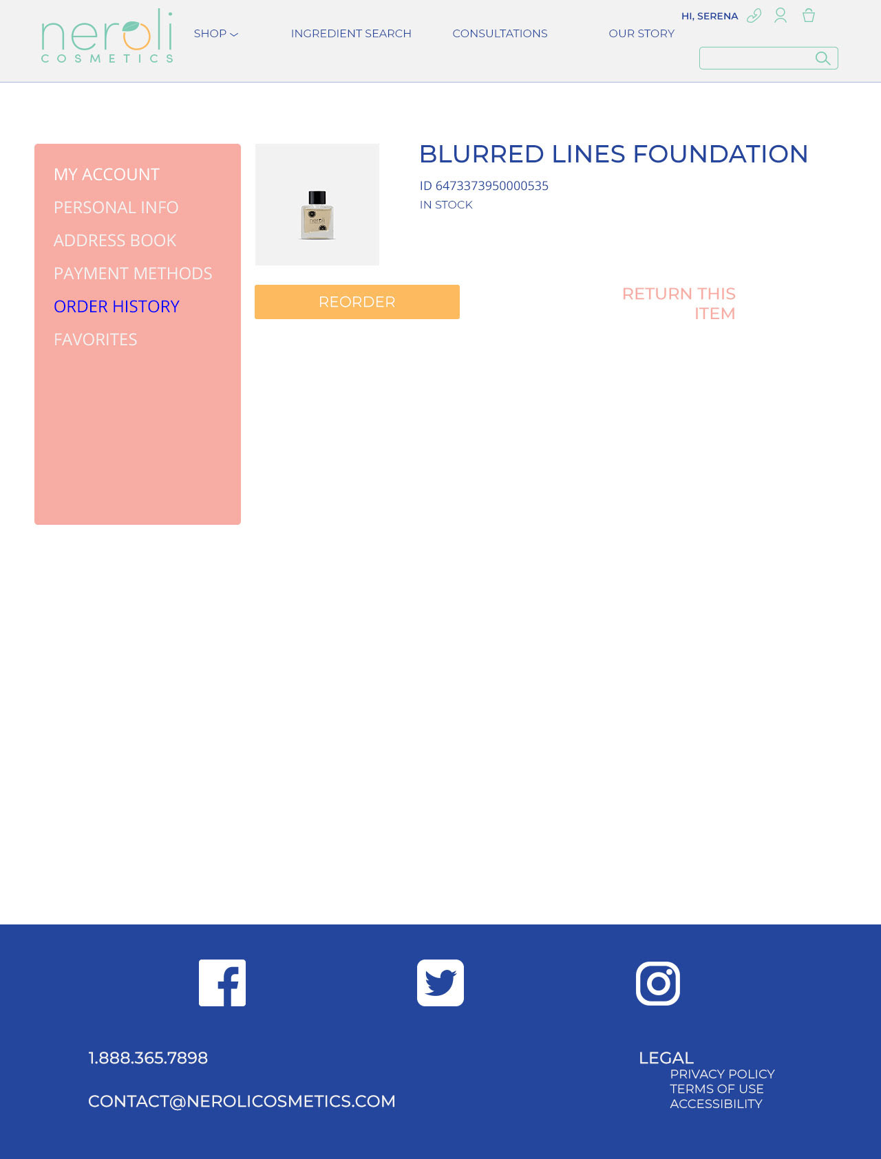 Order Item Page