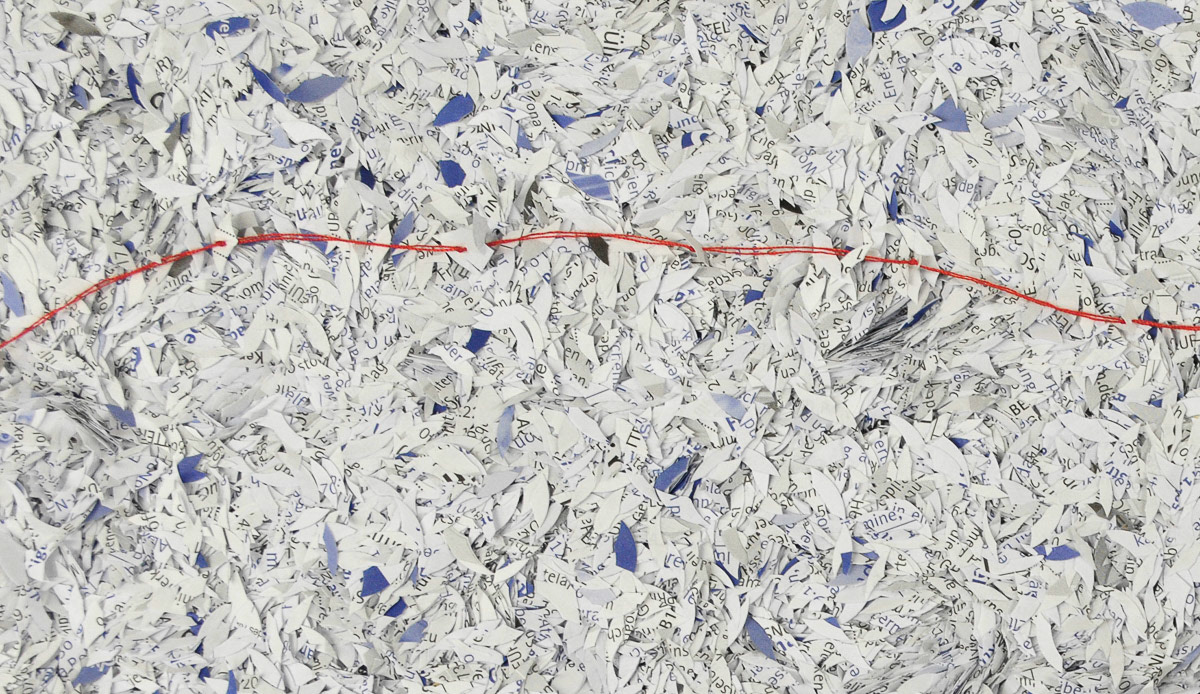 Necklace; paper, thread