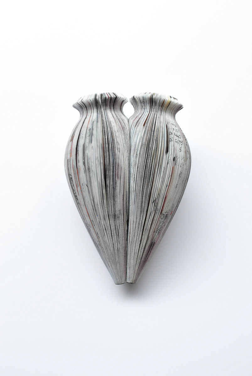 Brooch, 2012; paper, cashew paint, silver, stainless steel