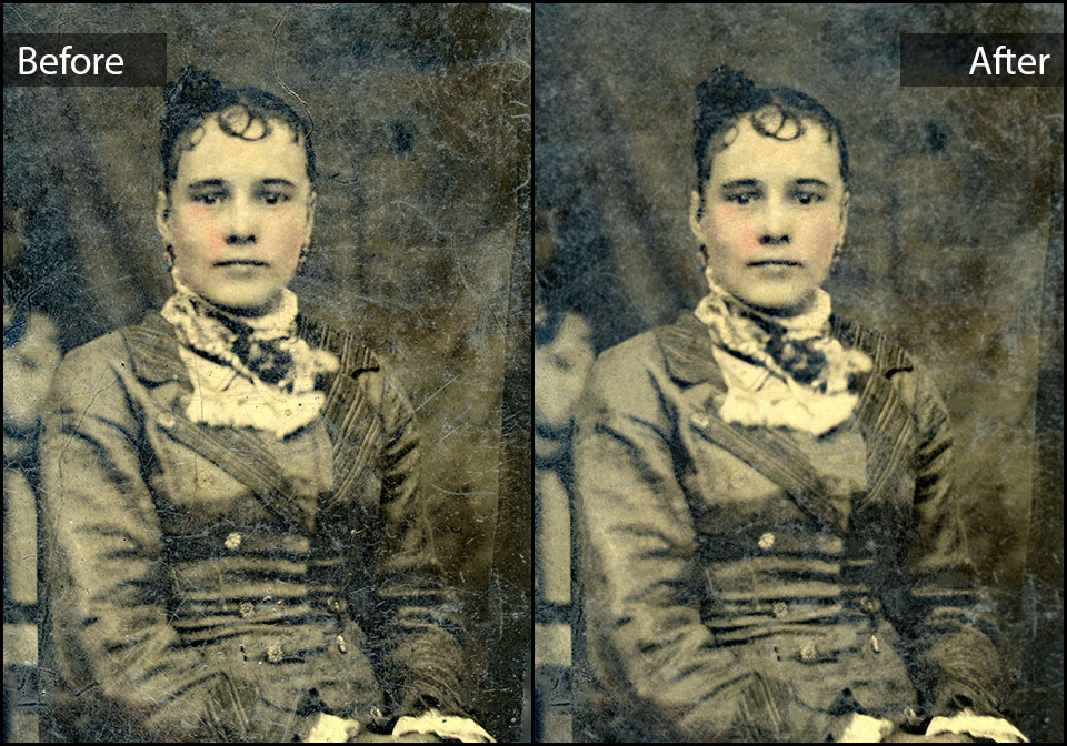 Edited badly damaged photo