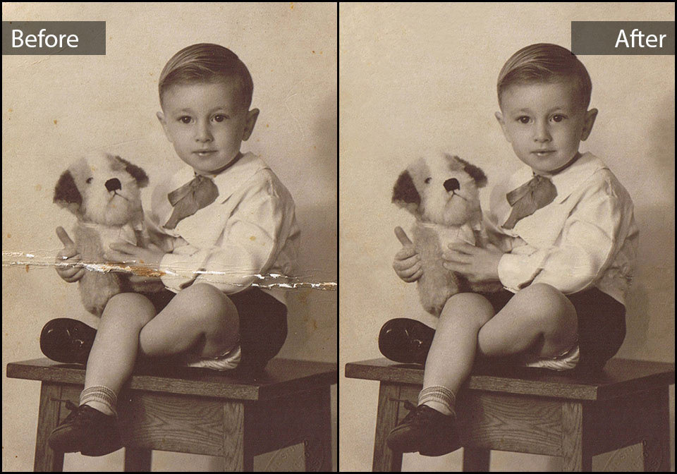 Edited damaged photo as a training exercise