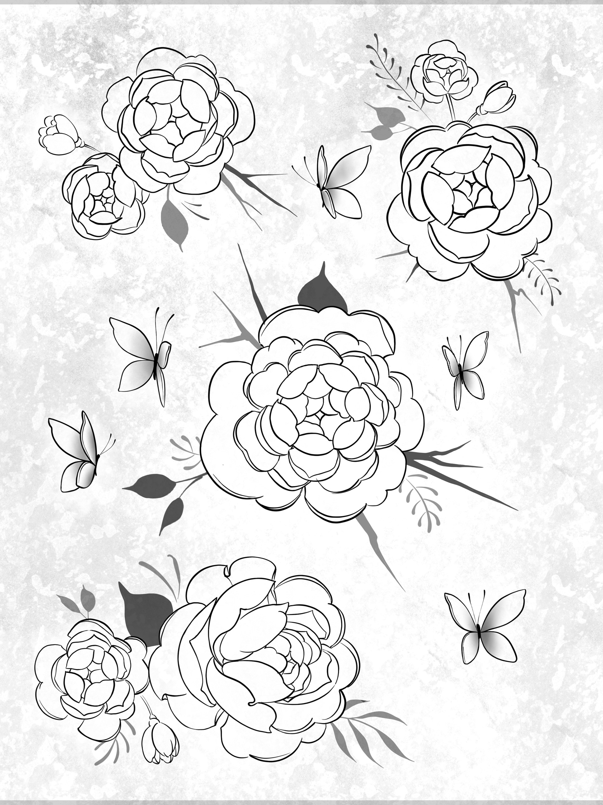 Peonies & Butterflies