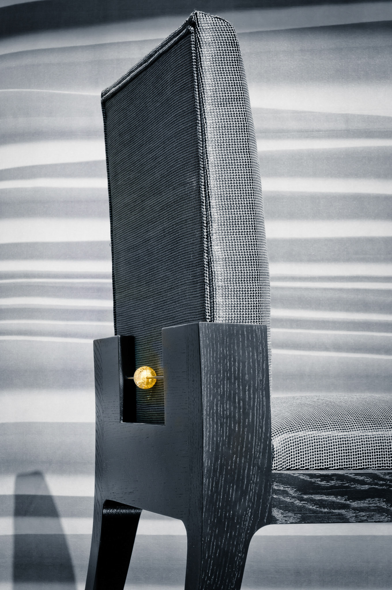Cécile Roudier, Delaroux and Verreries de Bréhat • Chair for the Embassy of France in China, Curtain by Lily Latifi