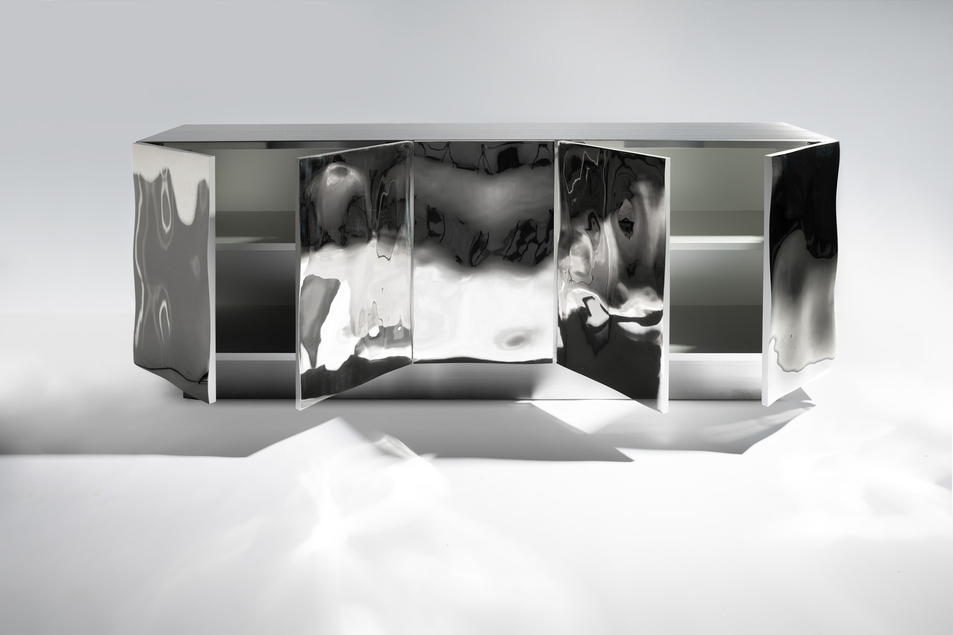 Francois Corbeau • Mirror Polished 5 Doors Cabinet