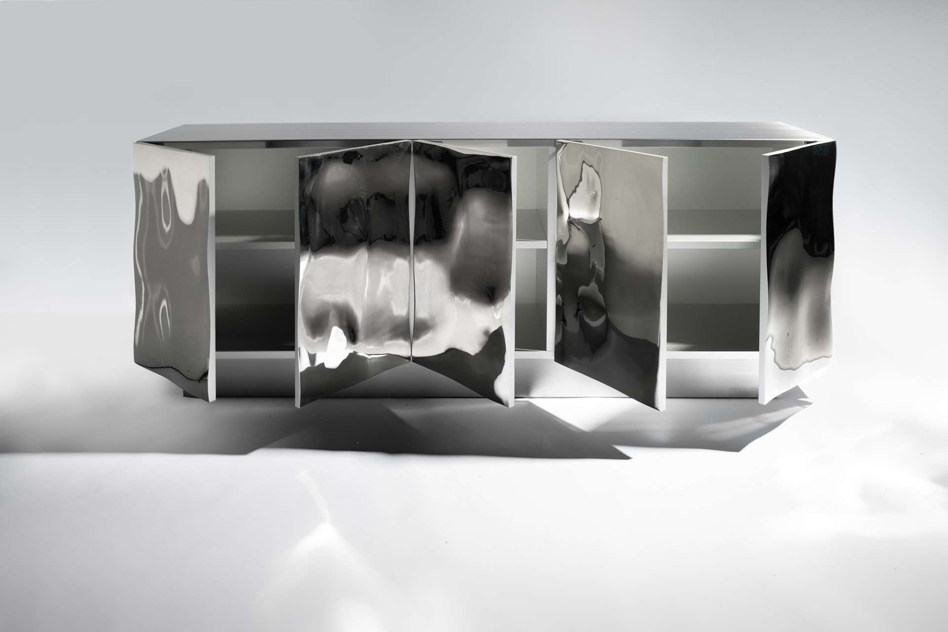 Mirror Polished 5 Doors Cabinet