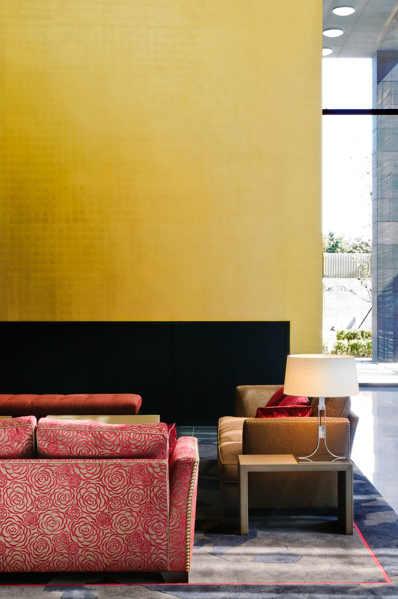 Embassy of France in China, Beijing • Architecture by SAREA Alain Sarfati - Interior design by Cécile Roudier -   Sofas by Jacques Charpentier - Lamp by Xavier Dohr Studio - Custom-made rug by Pierre Frey