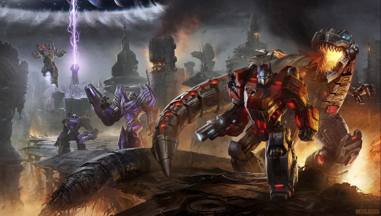 Game Informer Alternate Cover Collaboration Image with Jim Daly and Edward Marinov. I painted Optimus, Shockwave and the background.