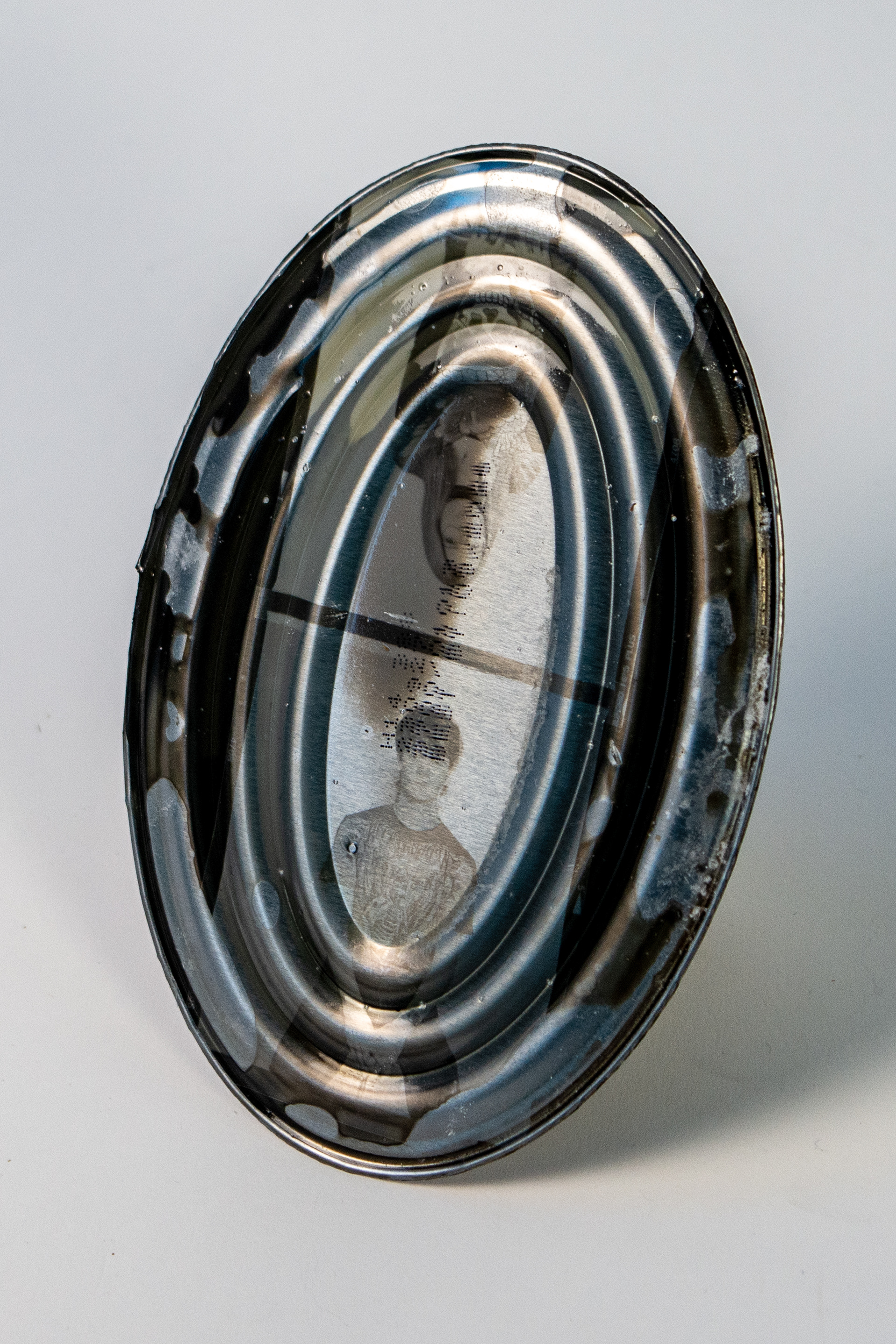 "preservation" 2024 Liquid Light emulsion on Sardine can 6x4x2 in