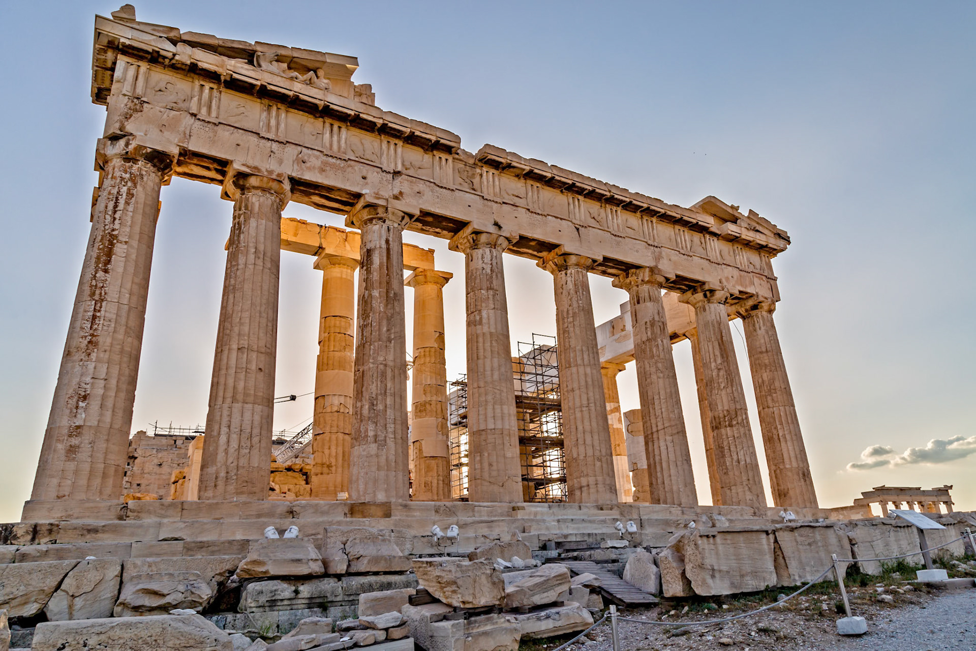 Acropolis, Athens, Greece - May 23rd 2018: The Parthenon stands as a testament to ancient Greek architecture, undergoing restoration to preserve its legacy.