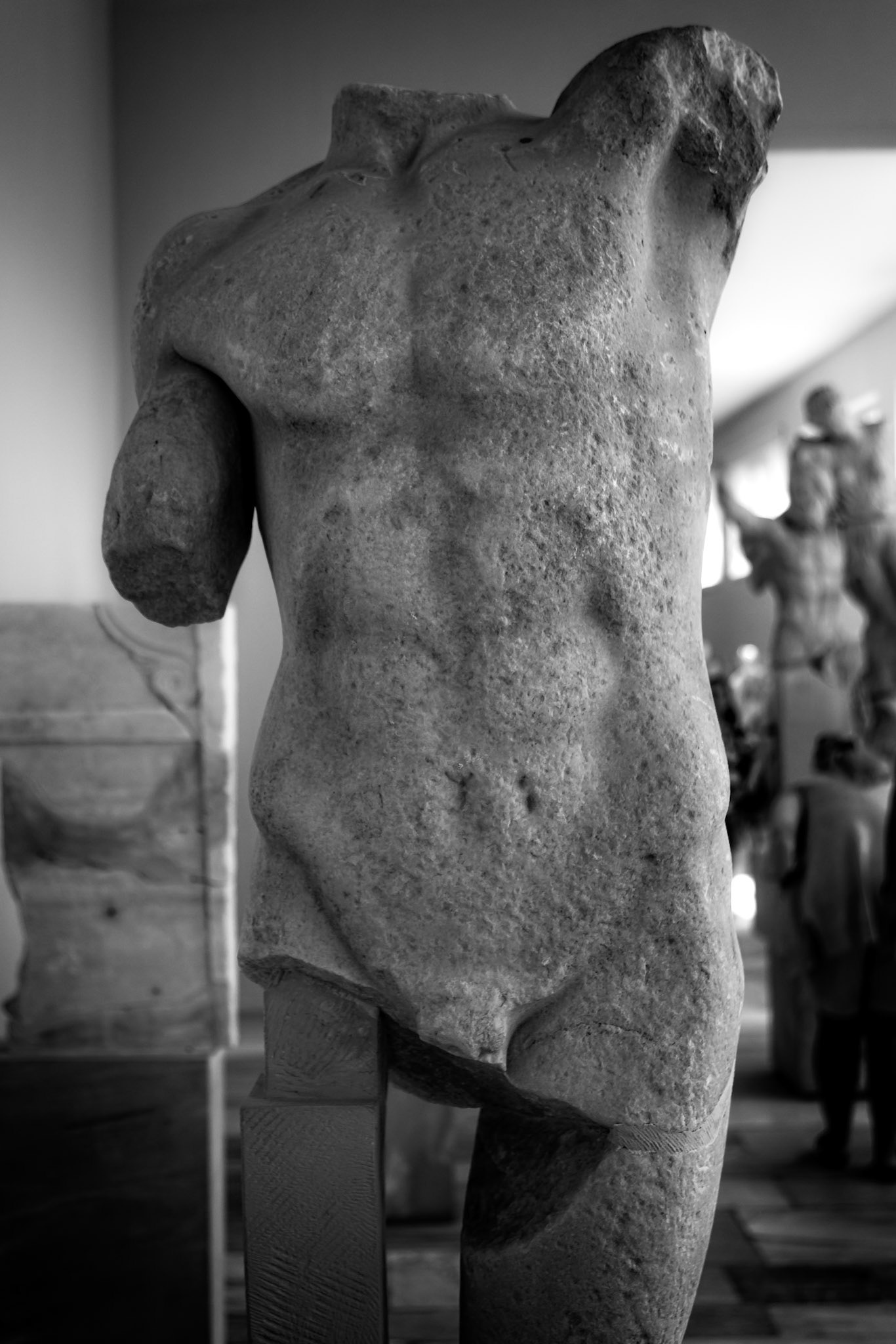 Delos, Greece - May 22nd 2018: A torso statue stands in the museum, showcasing ancient Greek art and history to visitors exploring the island's archaeological site.