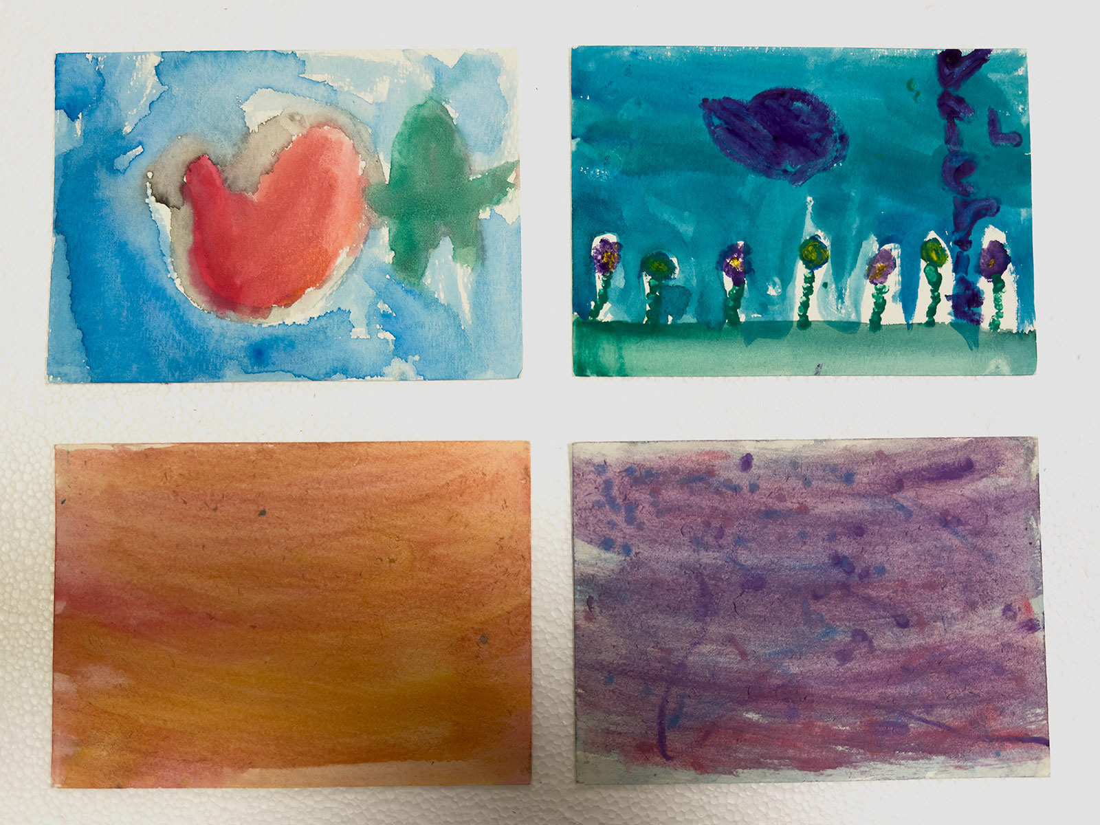 Watercolor paintings created by TK-2nd grade students