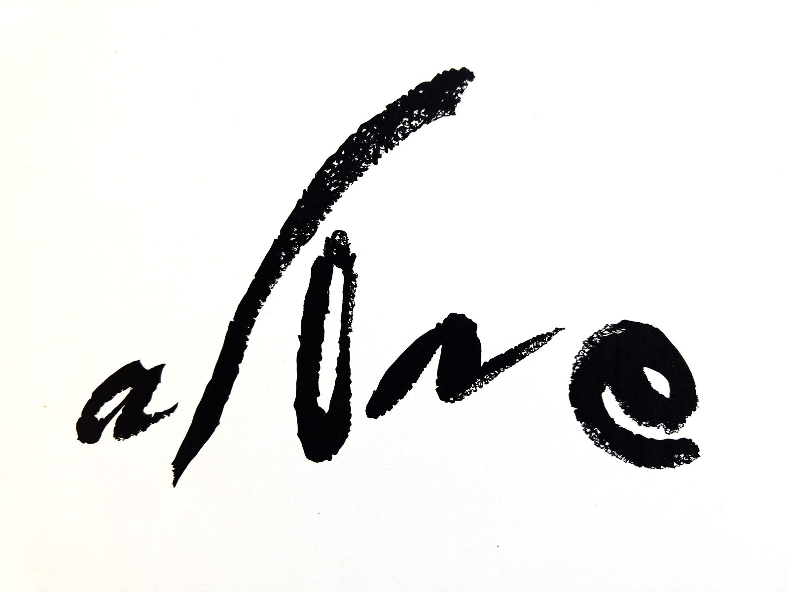 Custom letterforms created to spell the word alone using black gouache and brush