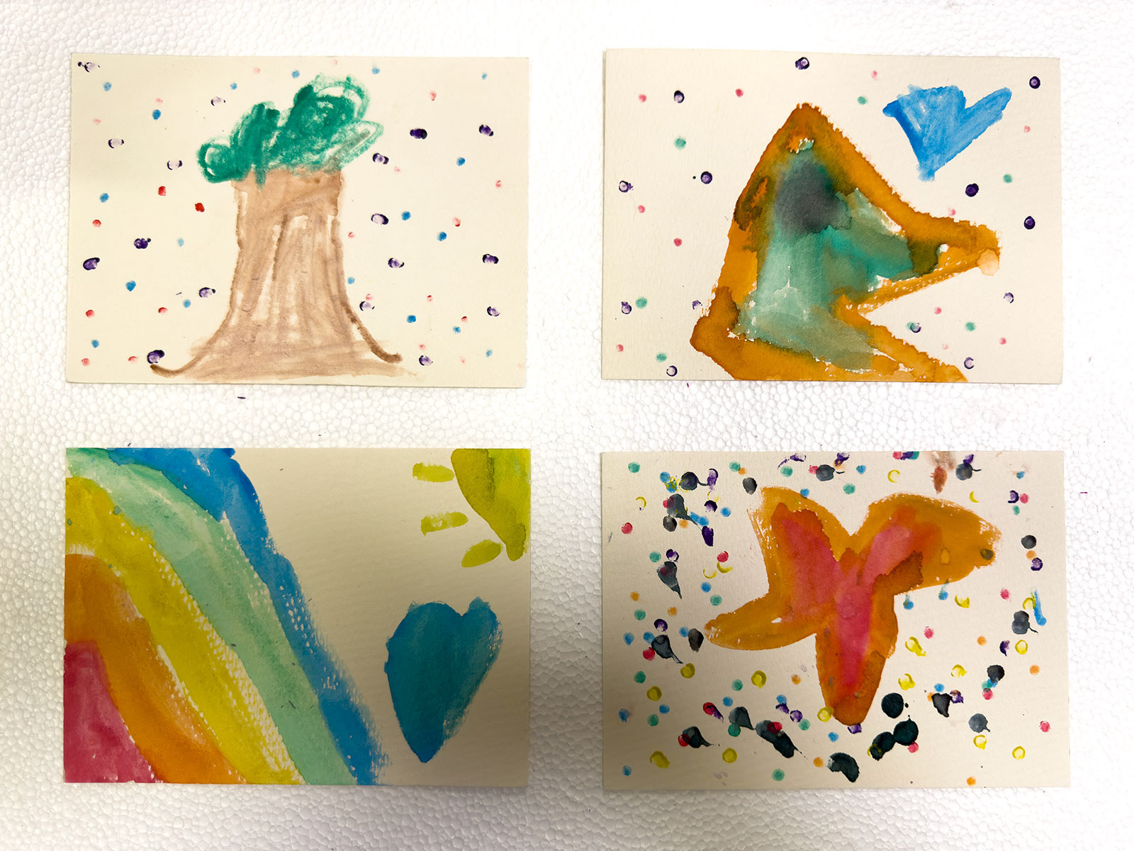 Watercolor paintings created by TK-2nd grade students