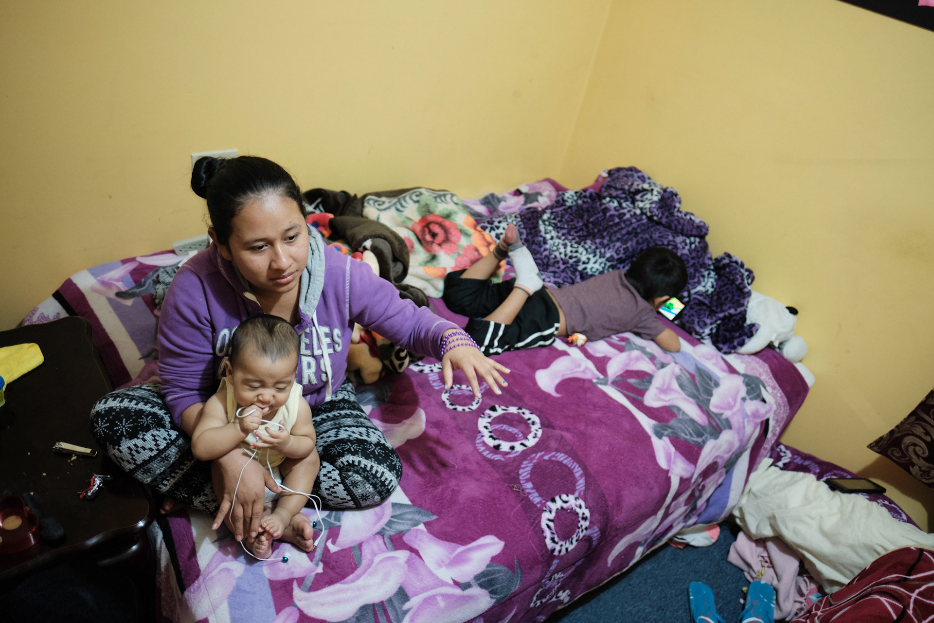 Charol Yaneth Agustin Ramos explains their experience migrating from Guatemala and the process of gaining asylum in the United States on March 13, 2019, in Los Angeles, CALIF.