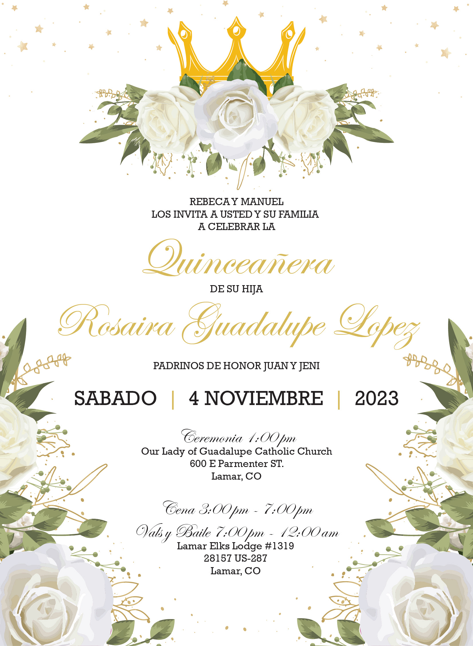 Spanish Version of Quinceanera Invite