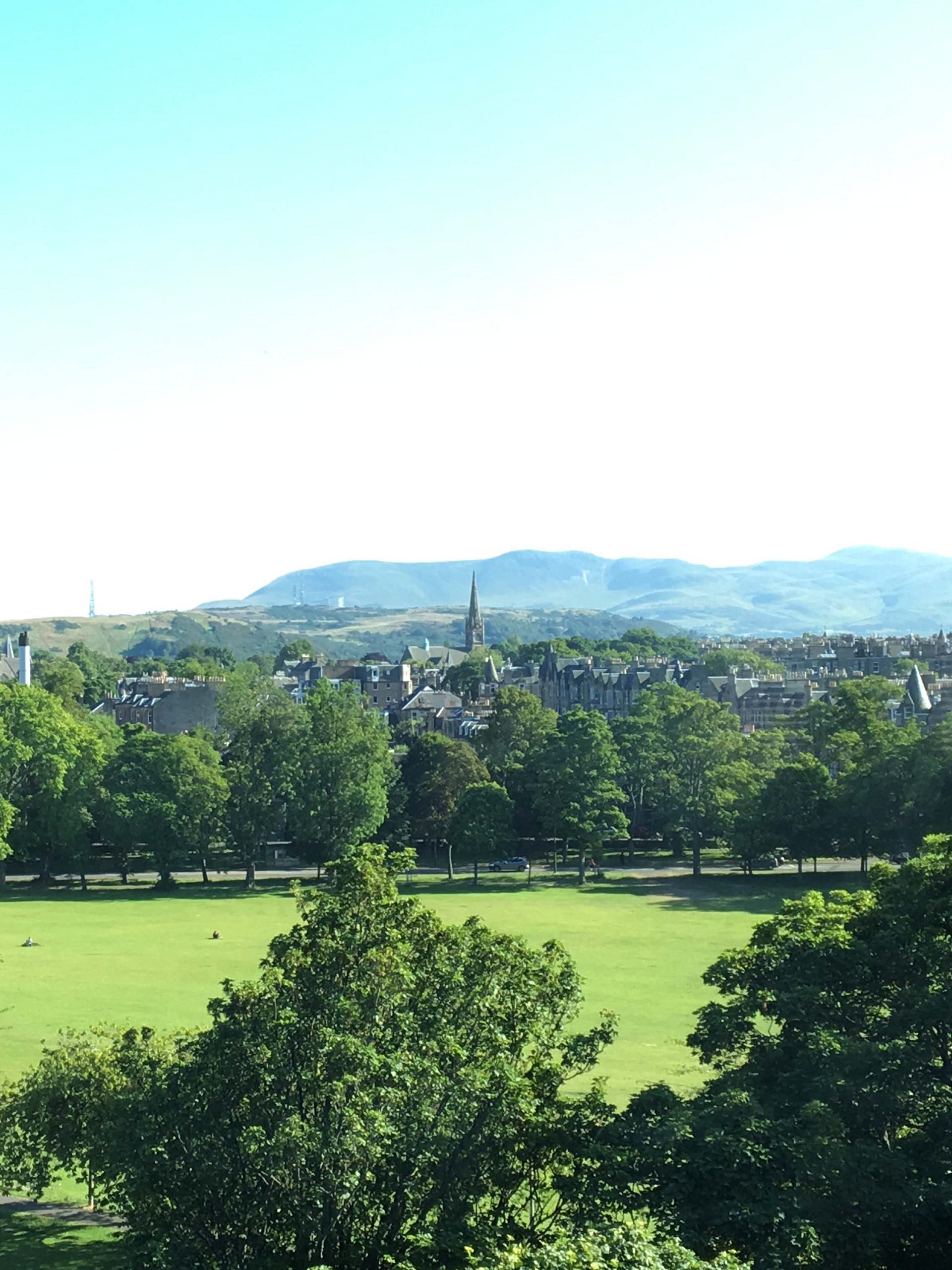 The Pentland Hills popping up above the Meadows