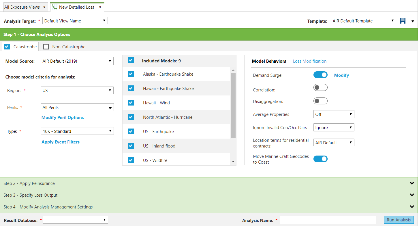 Complex analysis system - Step 1 options