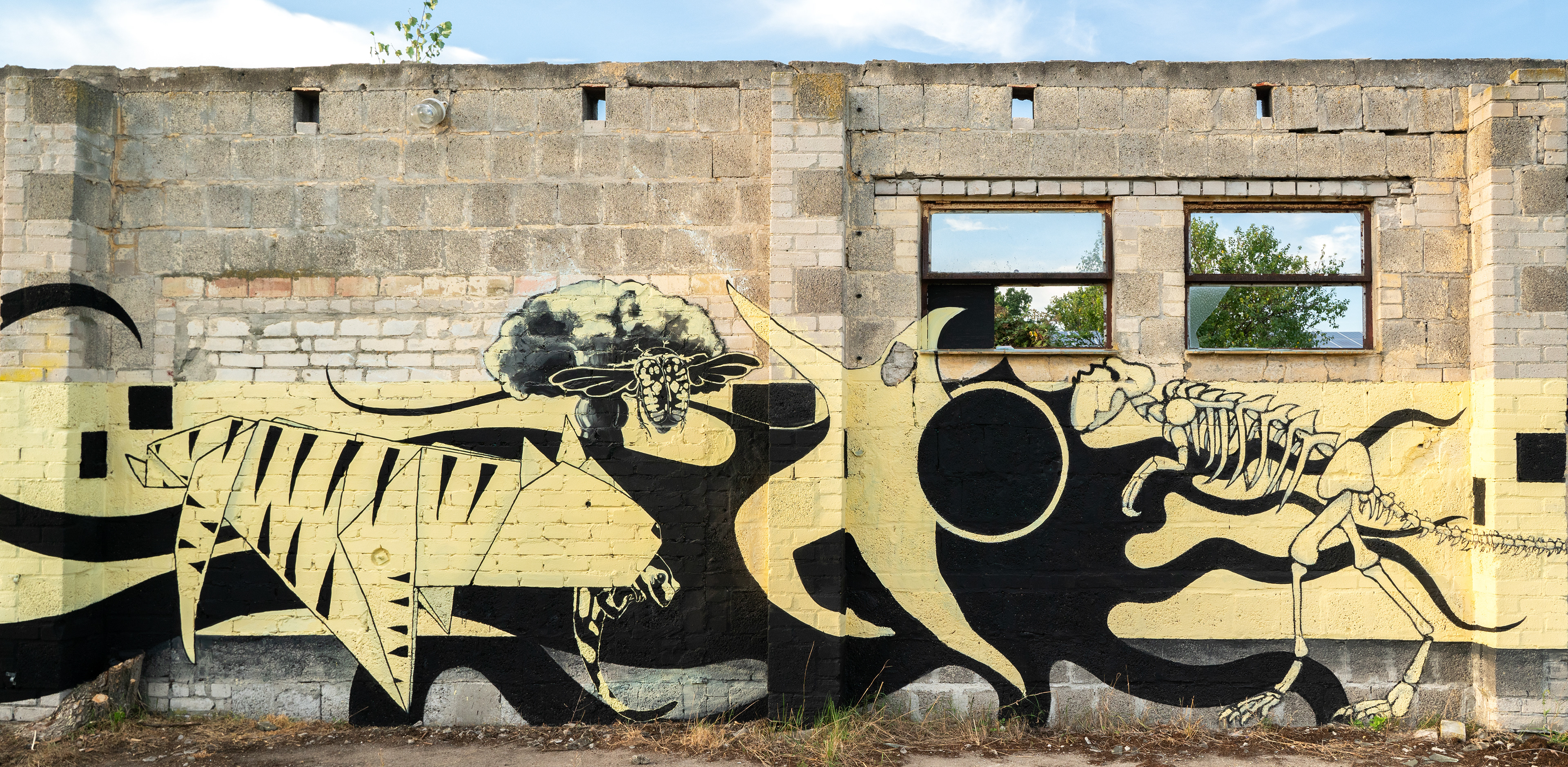 lost time/ facade paint on wall/ 8.2 x 2.4 m/ 2023 