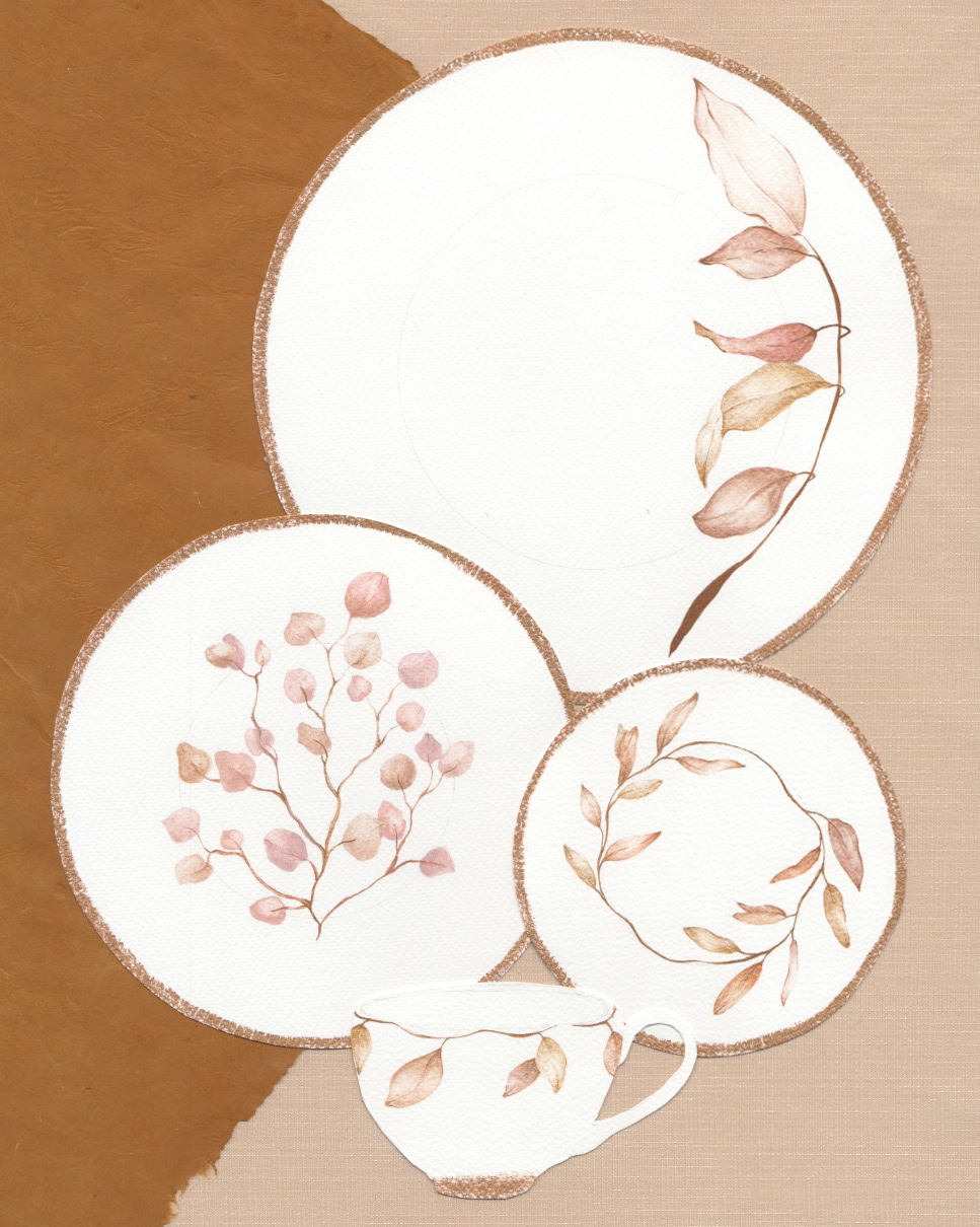 painted with guache and watercolor