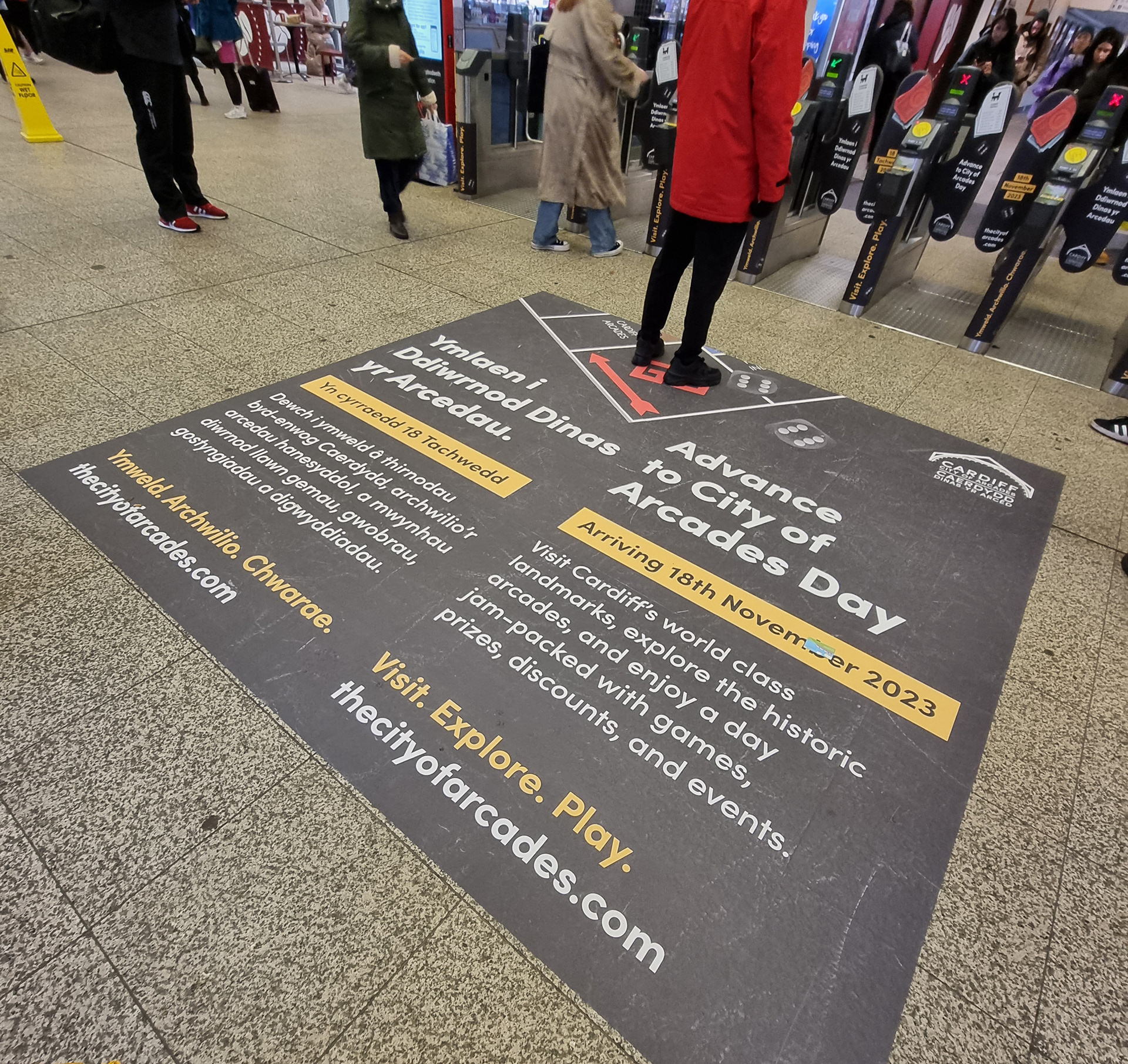 Promotional floor vinyl for the event.