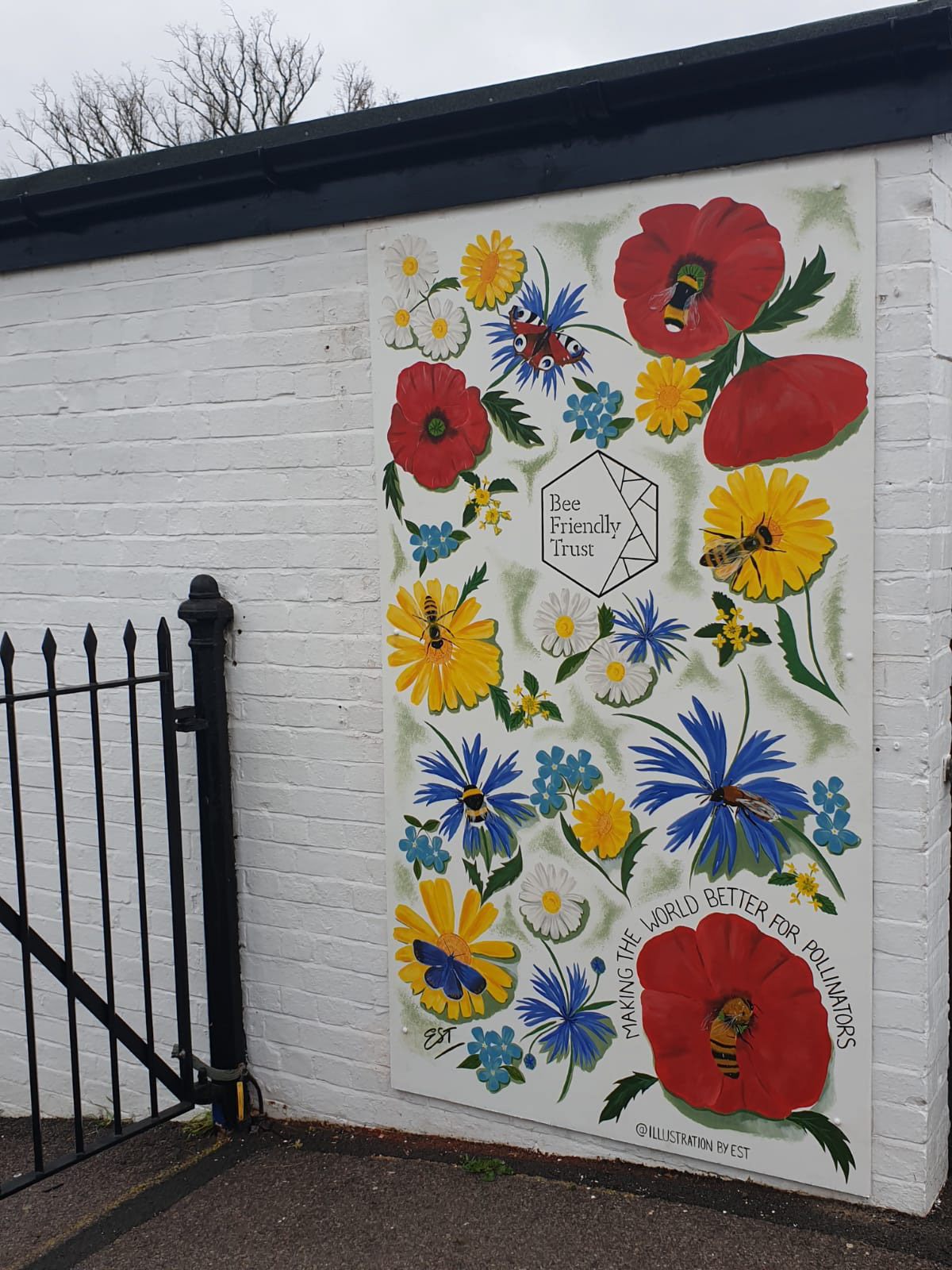 Wildflower mural at Newbury Park Racecourse Station