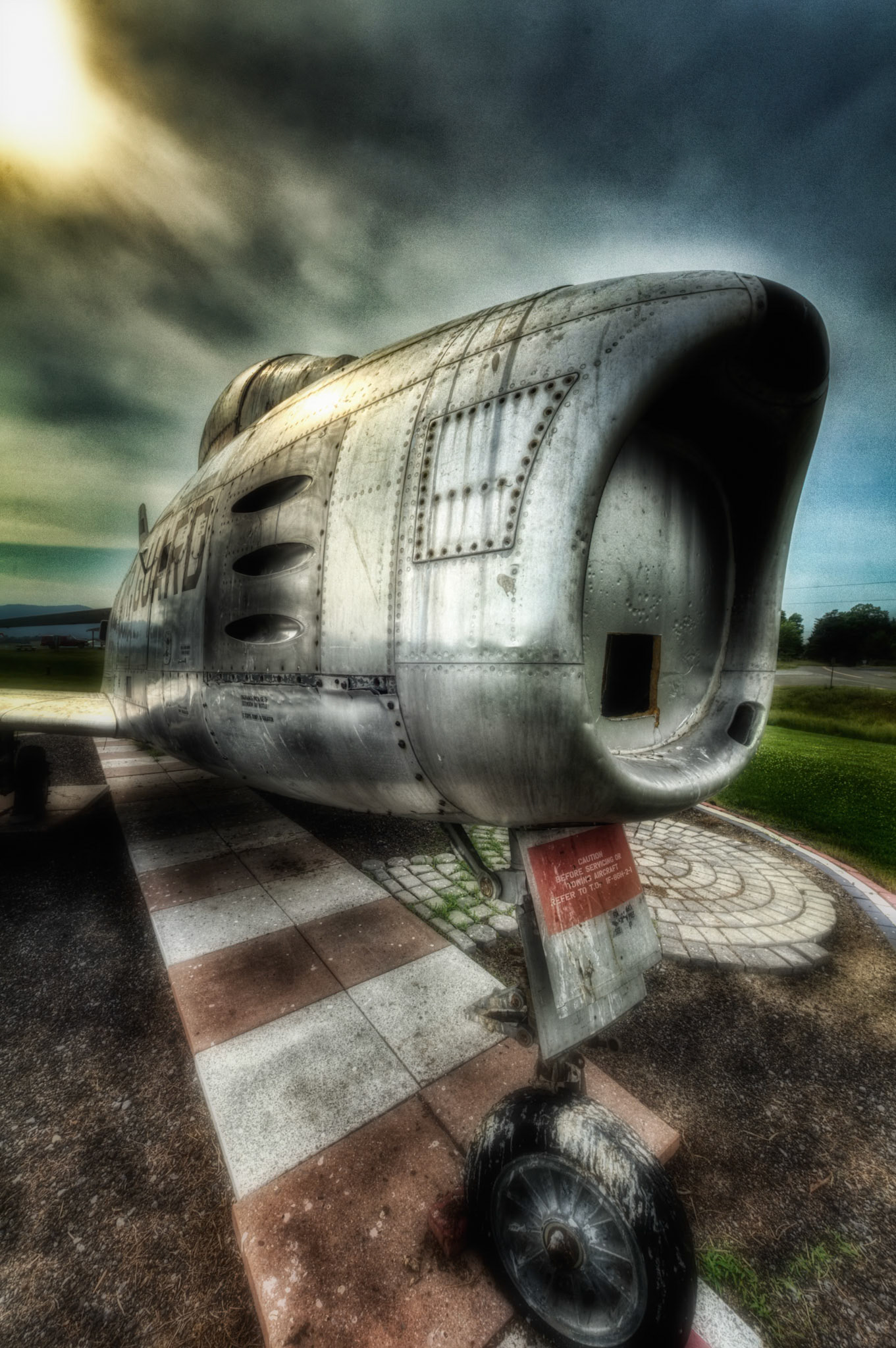 A 55-year-old F-86 H Sabre Jet on display at the Front Royal Virginia airport.