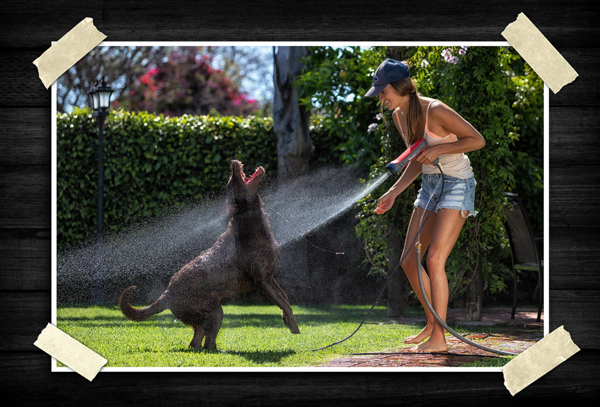 Lifestyle campaign image capturing playful outdoor interaction and authentic moments.