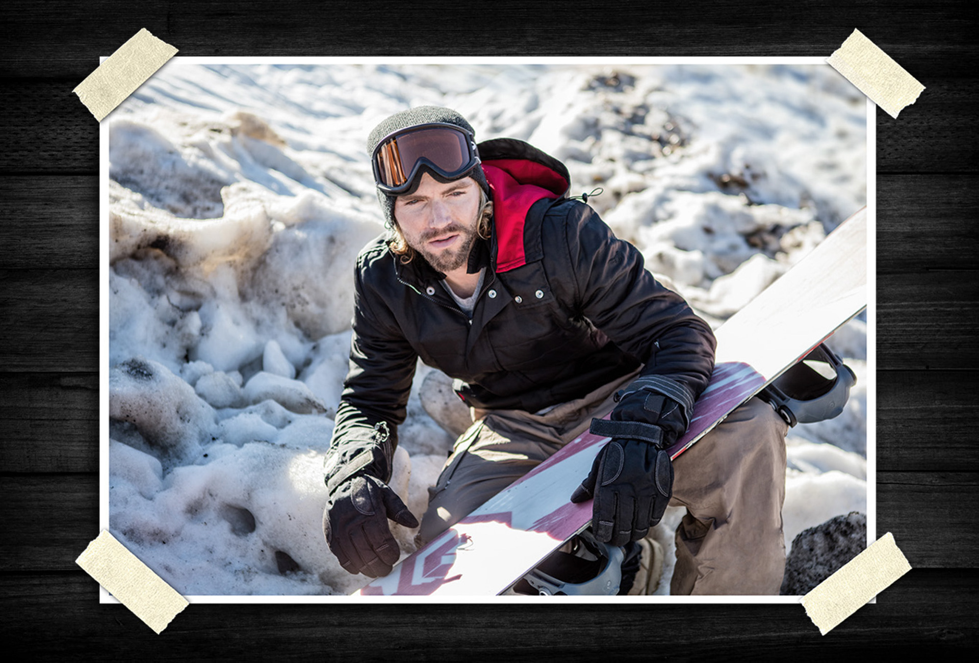 Dynamic sports image blending action, gear, and environmental storytelling.