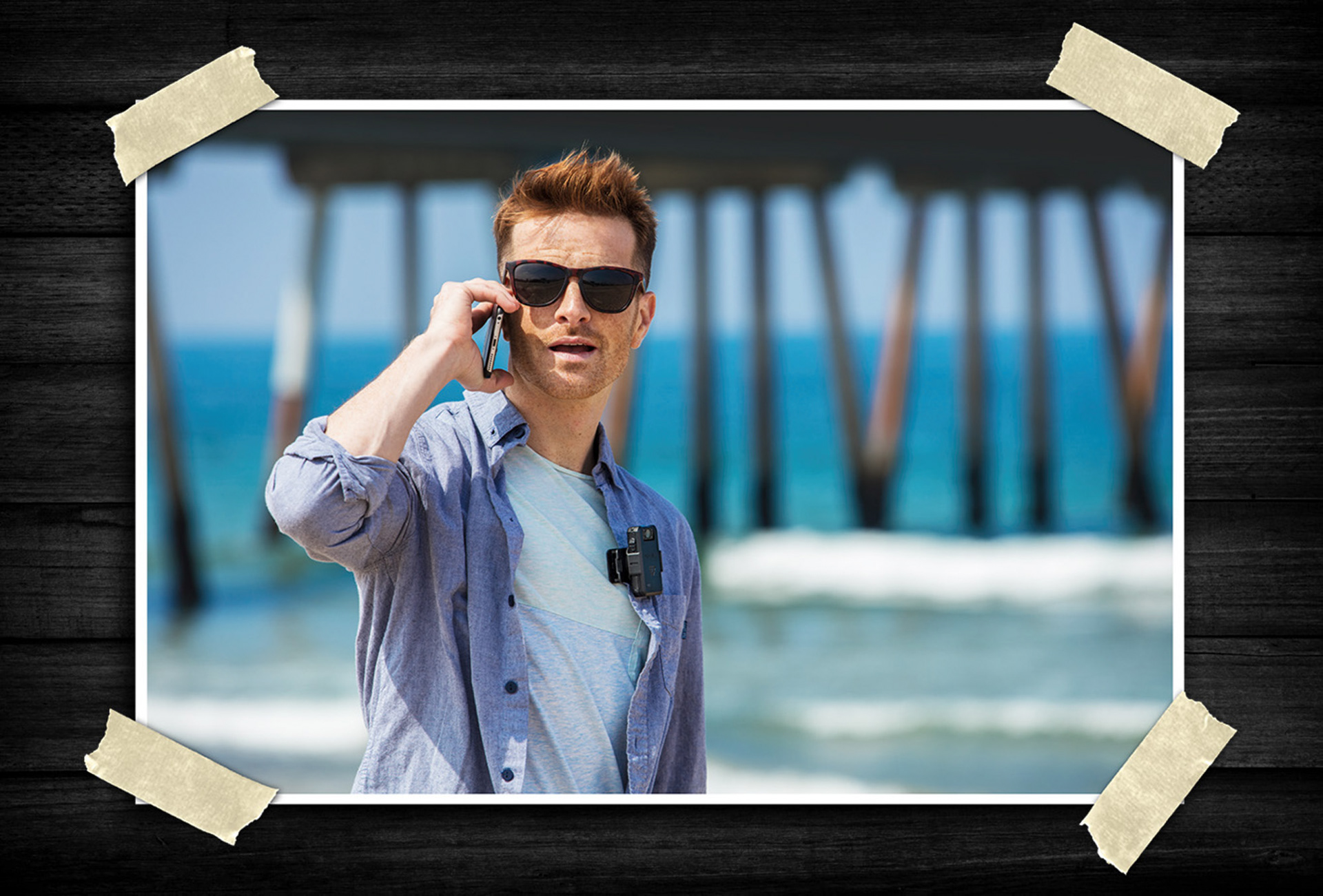 Lifestyle marketing image combining mobility and wearable technology.