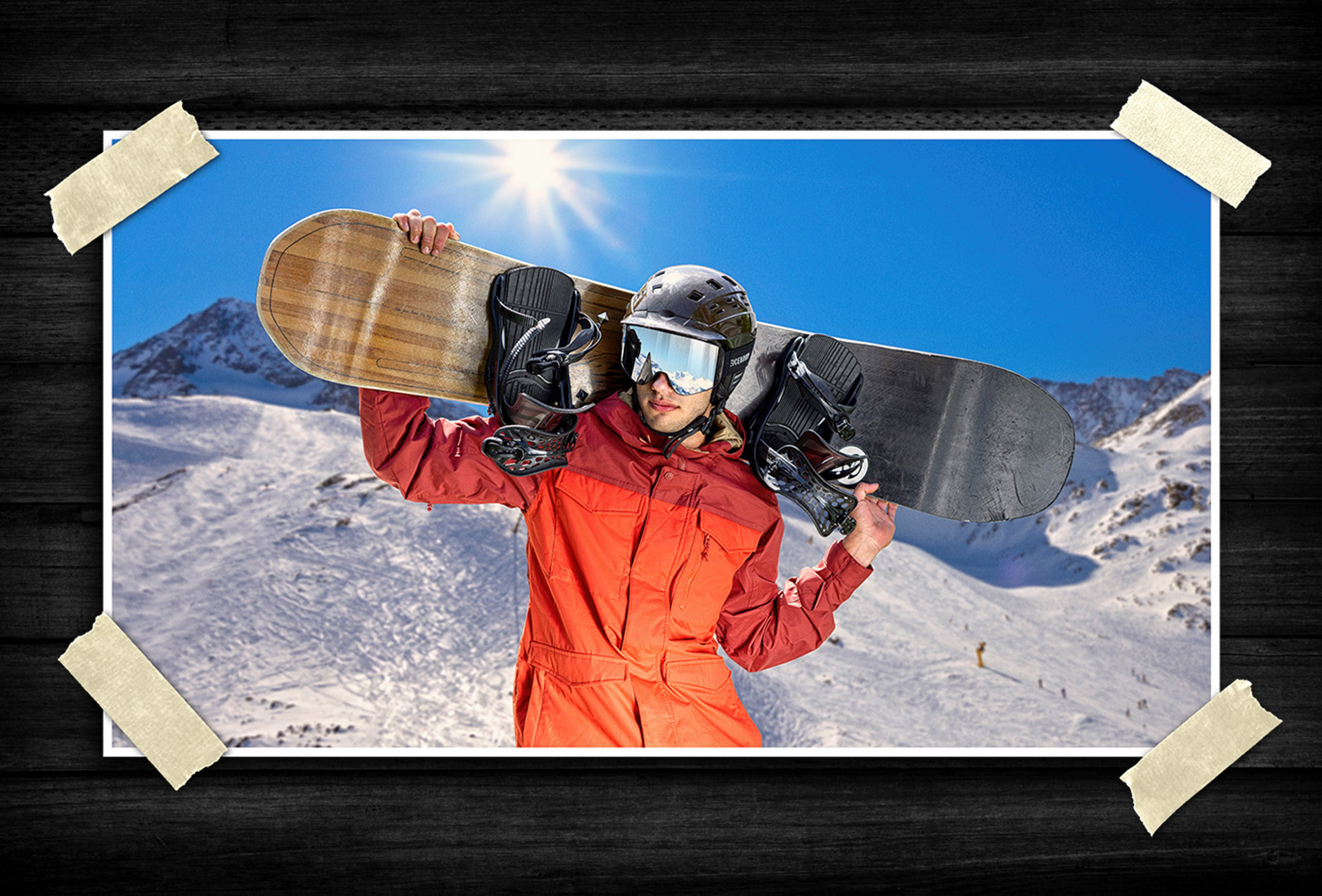 Dynamic sports image blending action, gear, and environmental storytelling.
