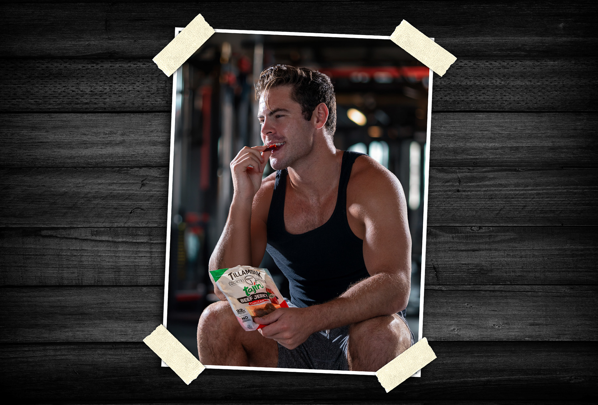 Fitness lifestyle imagery highlighting product engagement and energy.