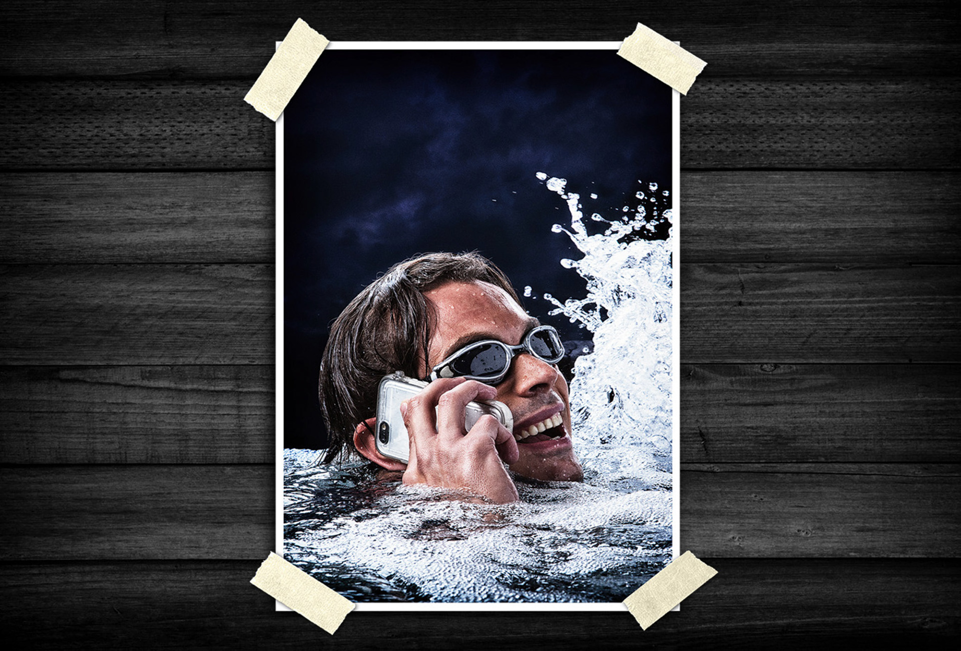 Concept-driven advertising imagery designed to showcase durability and connectivity in challenging environments through bold visual storytelling.