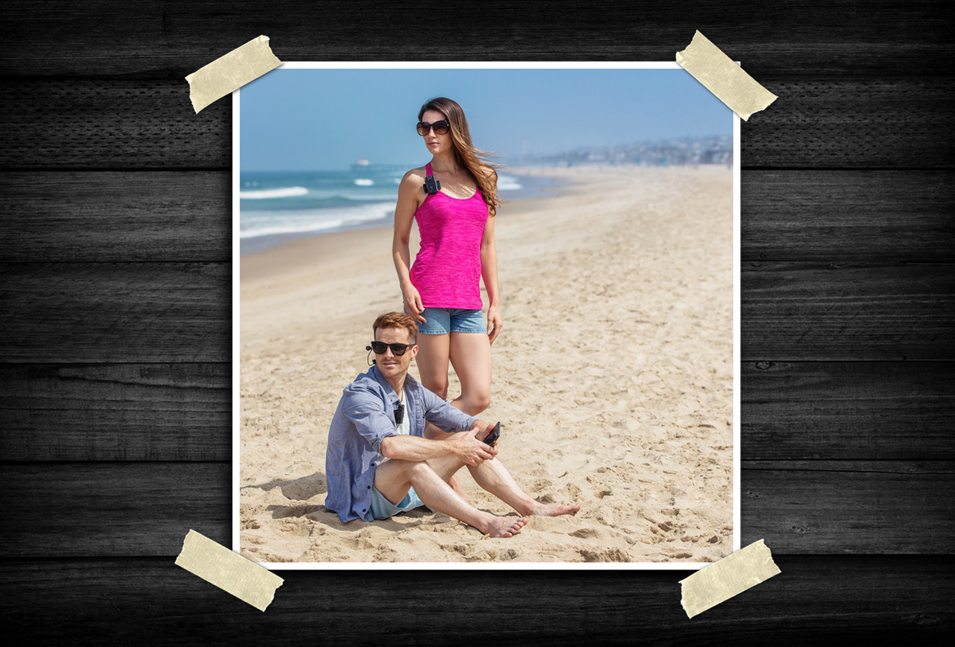 Lifestyle imagery blending wearable technology with relaxed outdoor experiences.