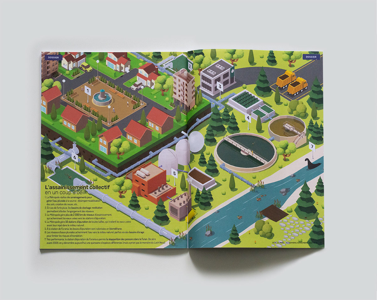 double page en illustration 3d isométrique