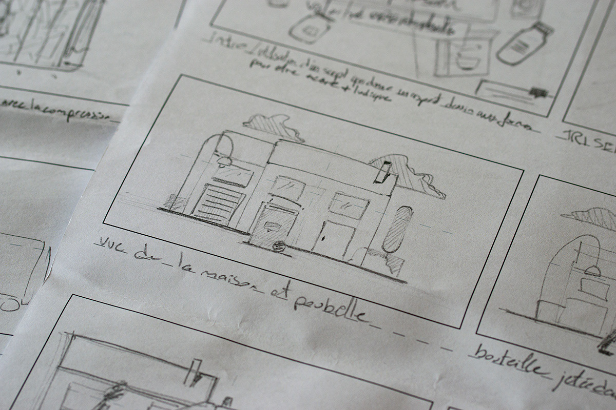 gros plan sur le storyboard papier