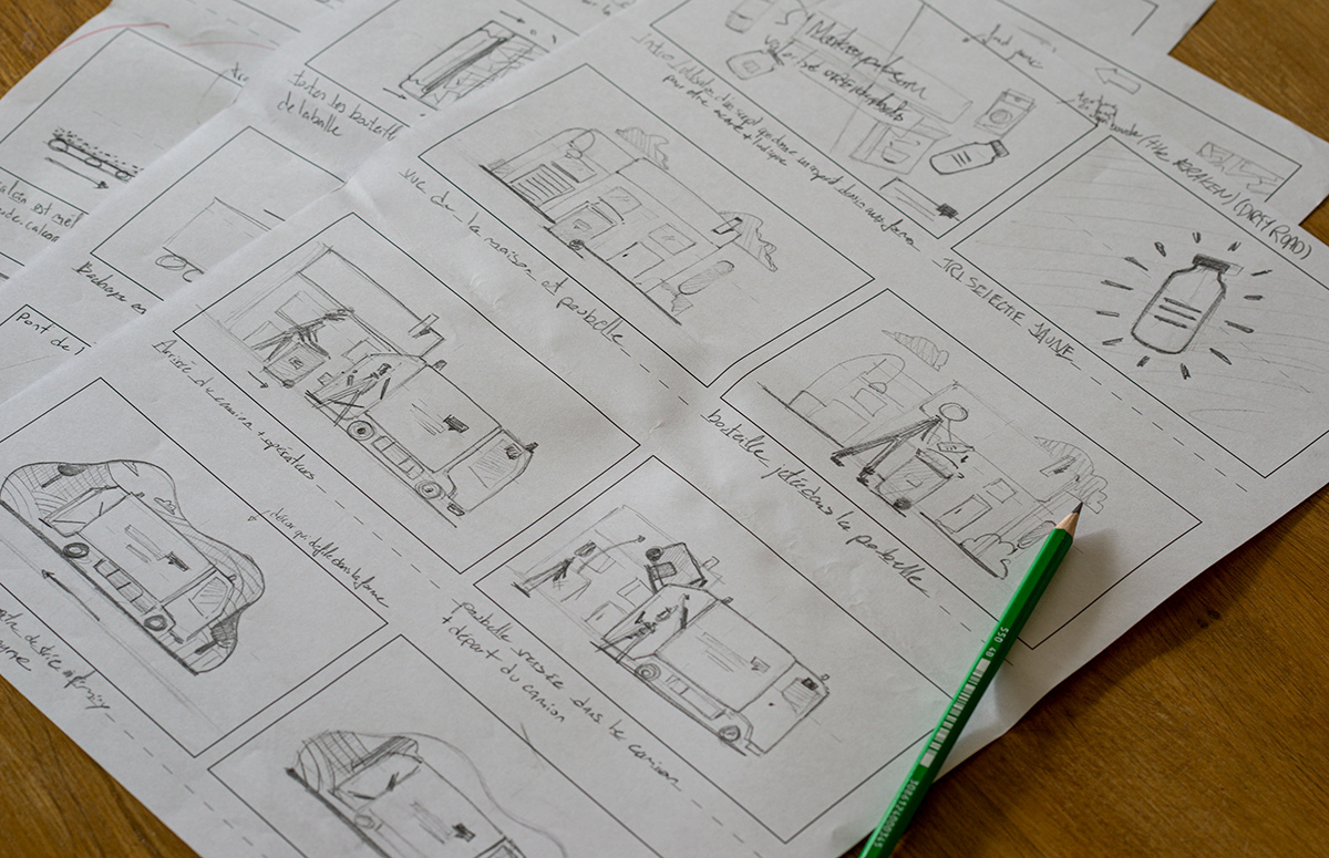 storyboard papier pour la création d'une vidéo