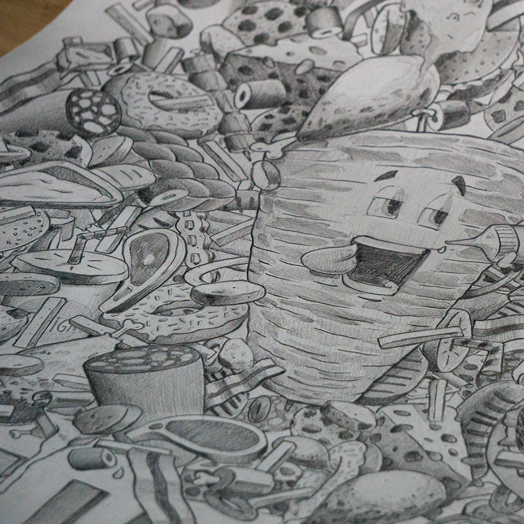 illustration au crayon papier le gras c'est la vie
