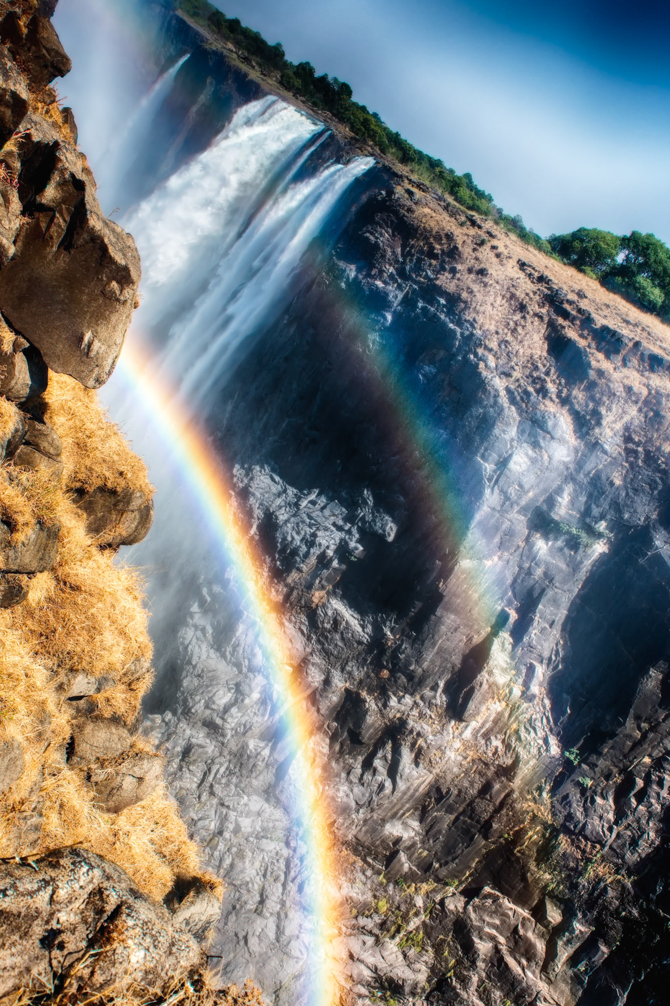 A double rainbow at Victoria Falls as seen from the Zimbabwe side.